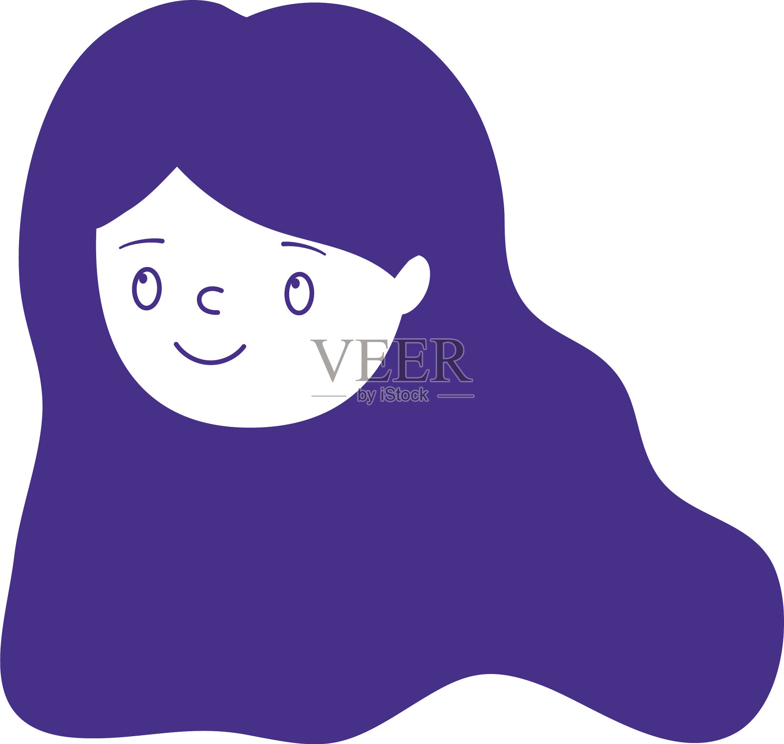 可爱的女孩脸卡通人物孤立设计设计元素图片