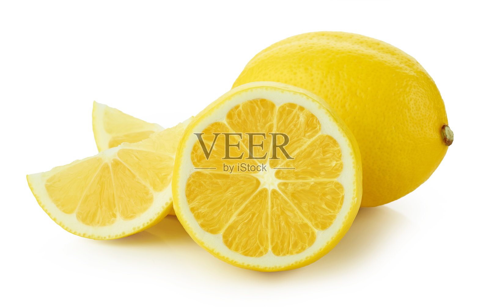 新鲜成熟的柠檬孤立在白色背景照片摄影图片