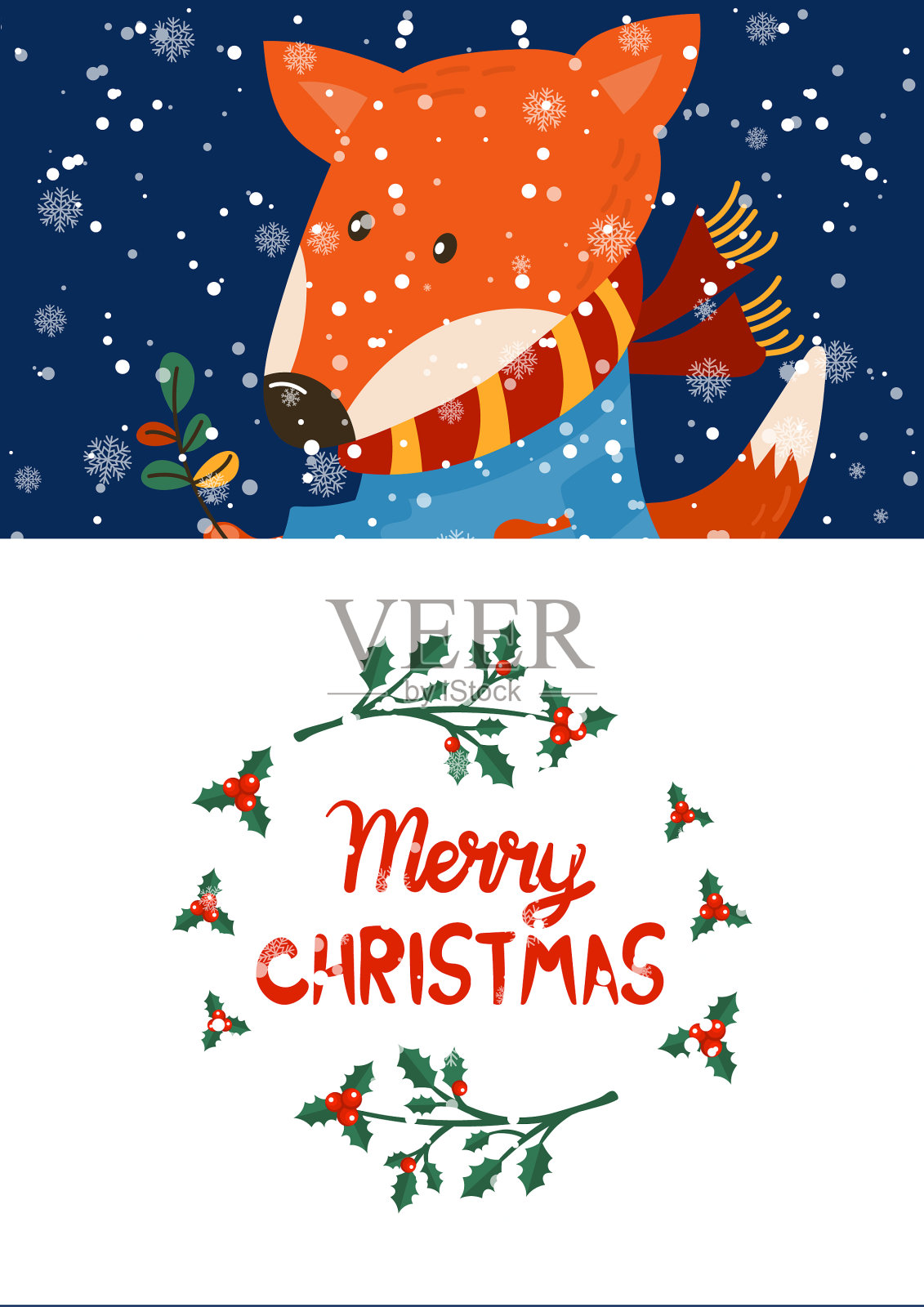 圣诞快乐，恭贺新禧插画图片素材