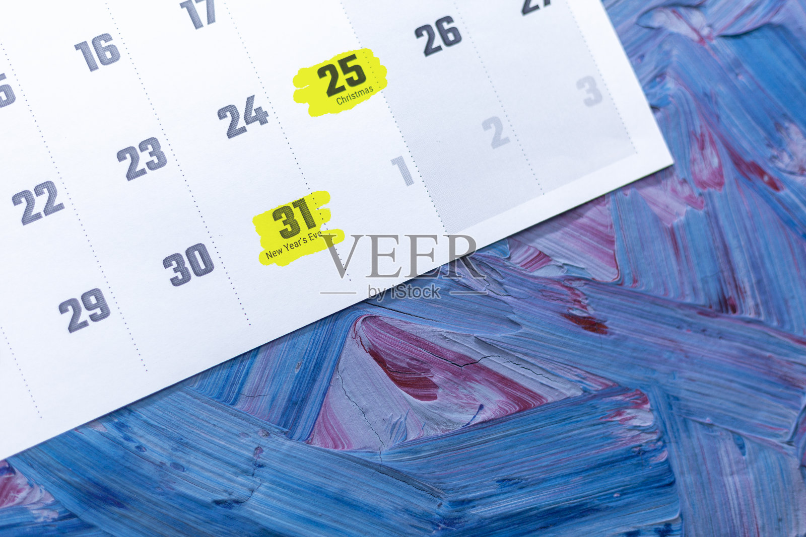 日历上的2021年圣诞节和新年假期照片摄影图片