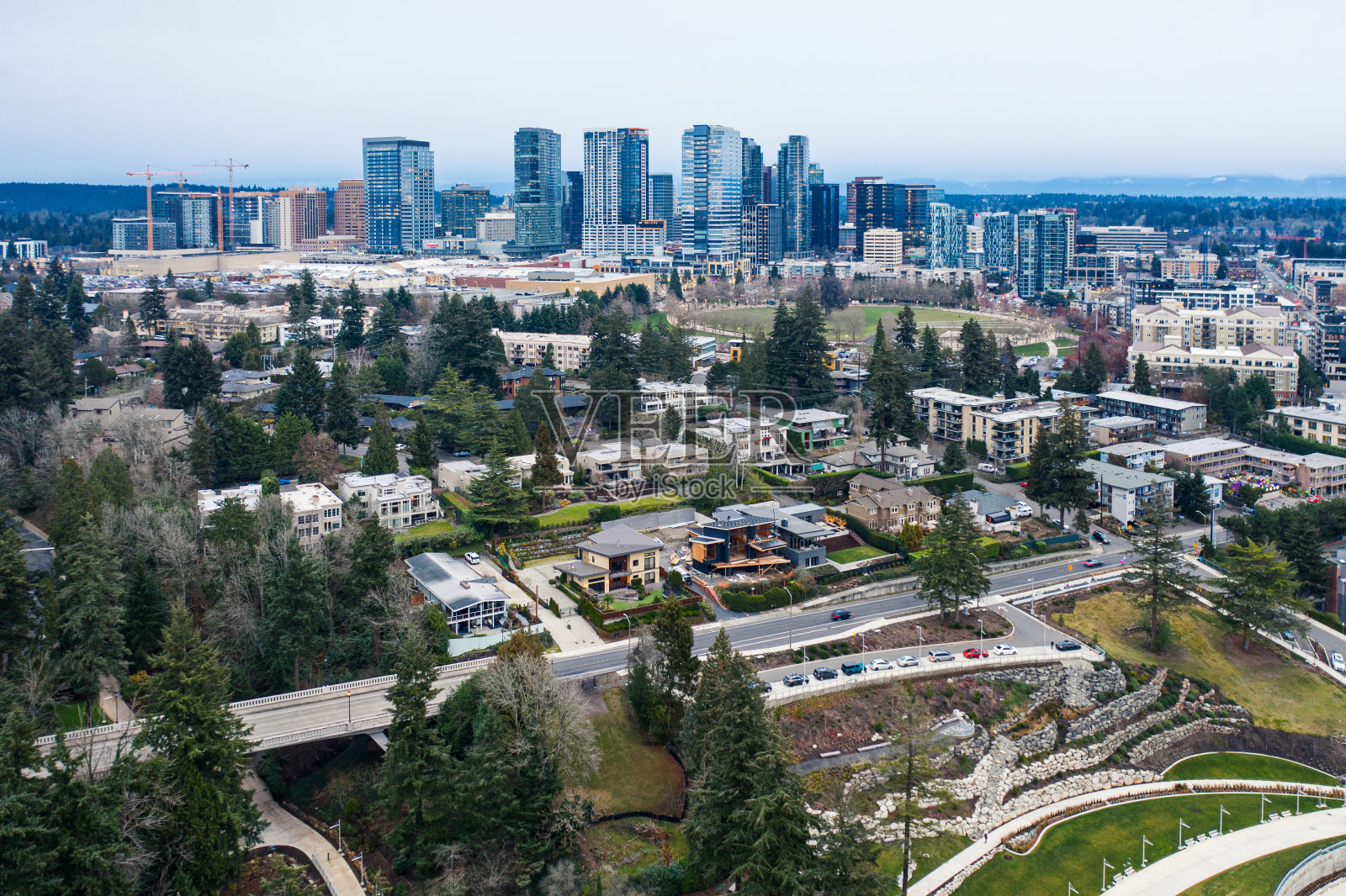 鸟瞰图市中心贝尔维尤照片摄影图片