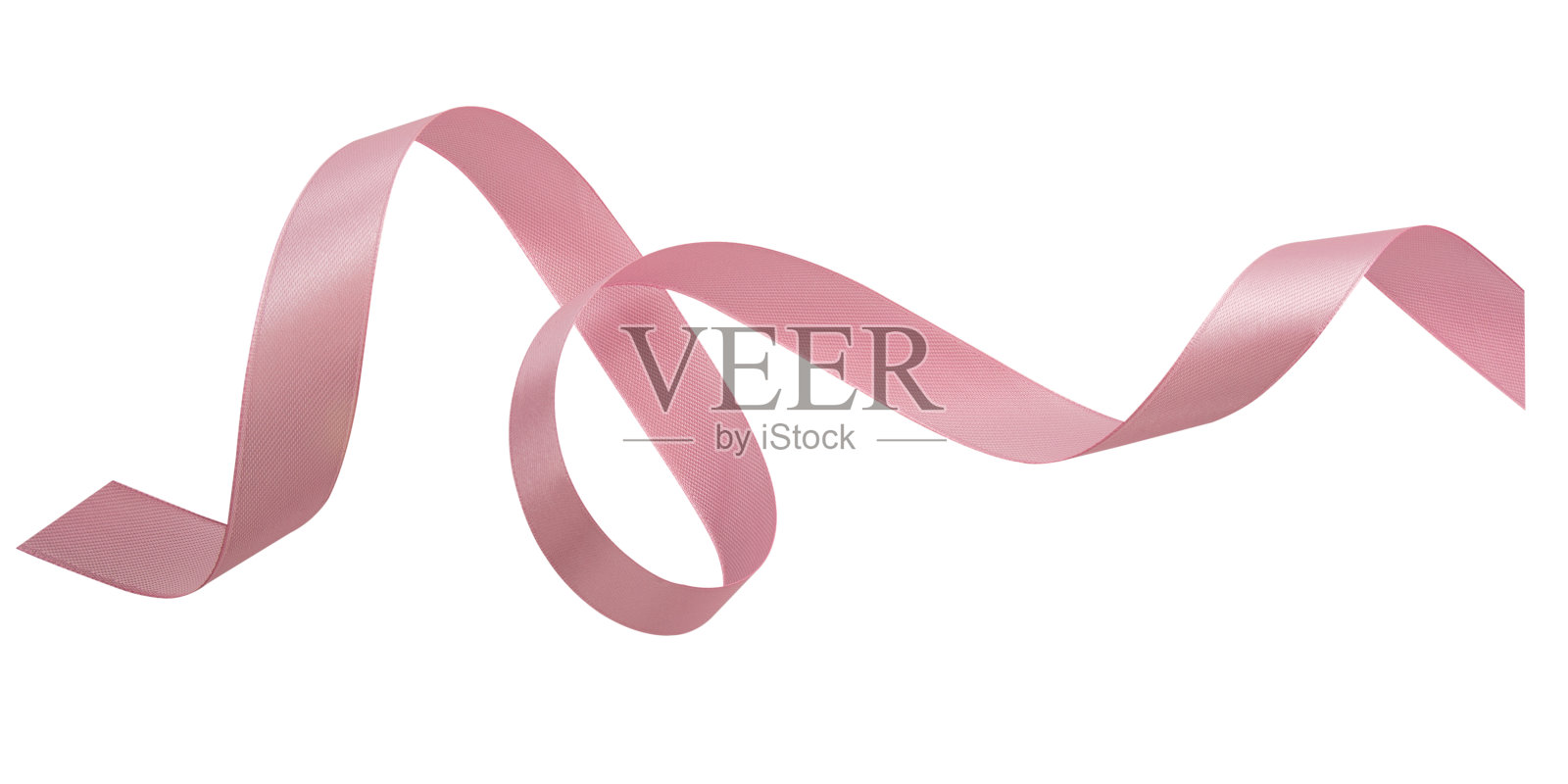 一个粉红色的丝带孤立在白色的背景与裁剪路径。照片摄影图片