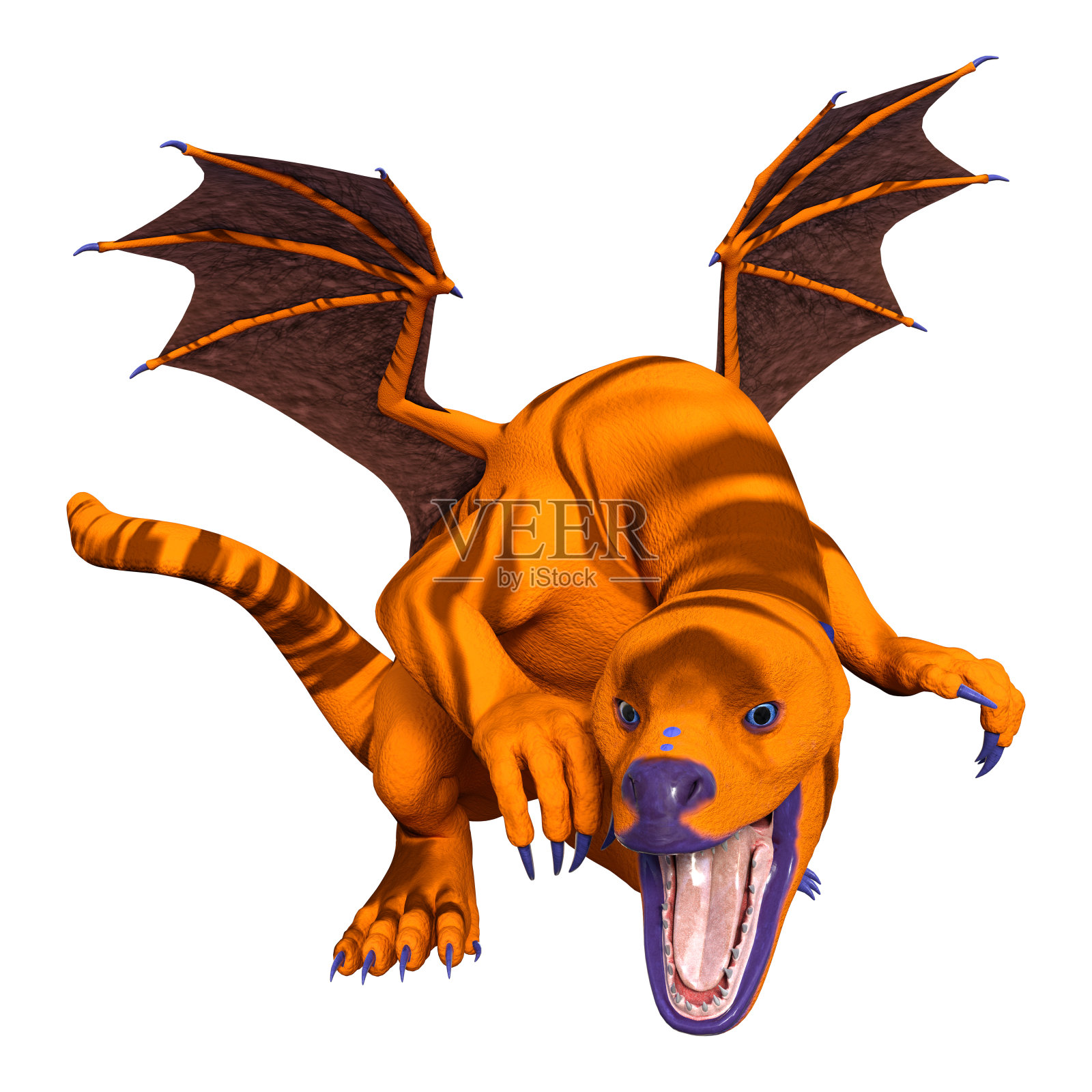3D插图幻想龙在白色照片摄影图片