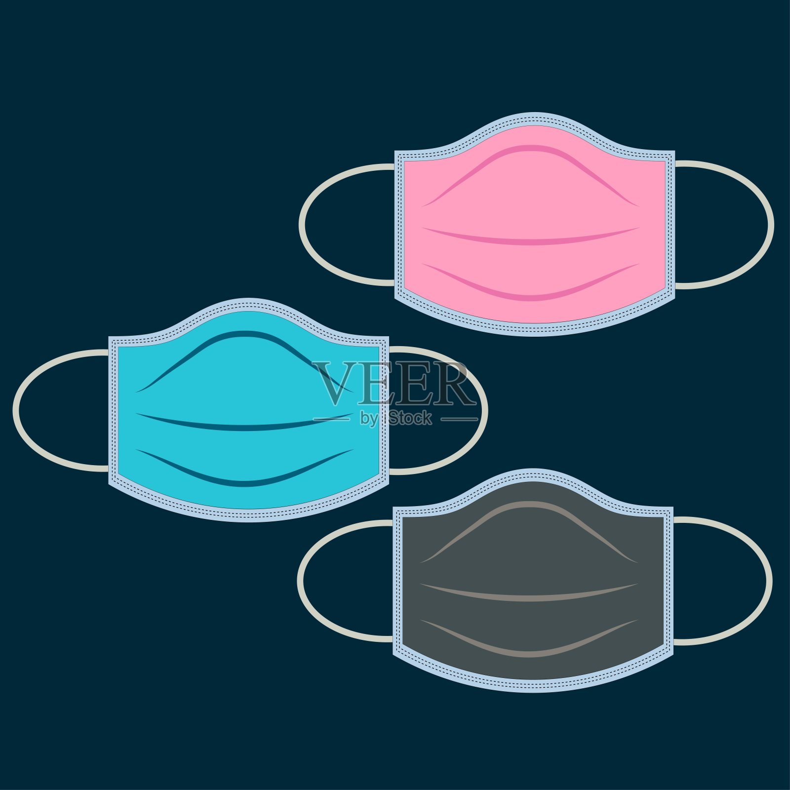 冠状病毒的三种颜色插画图片素材