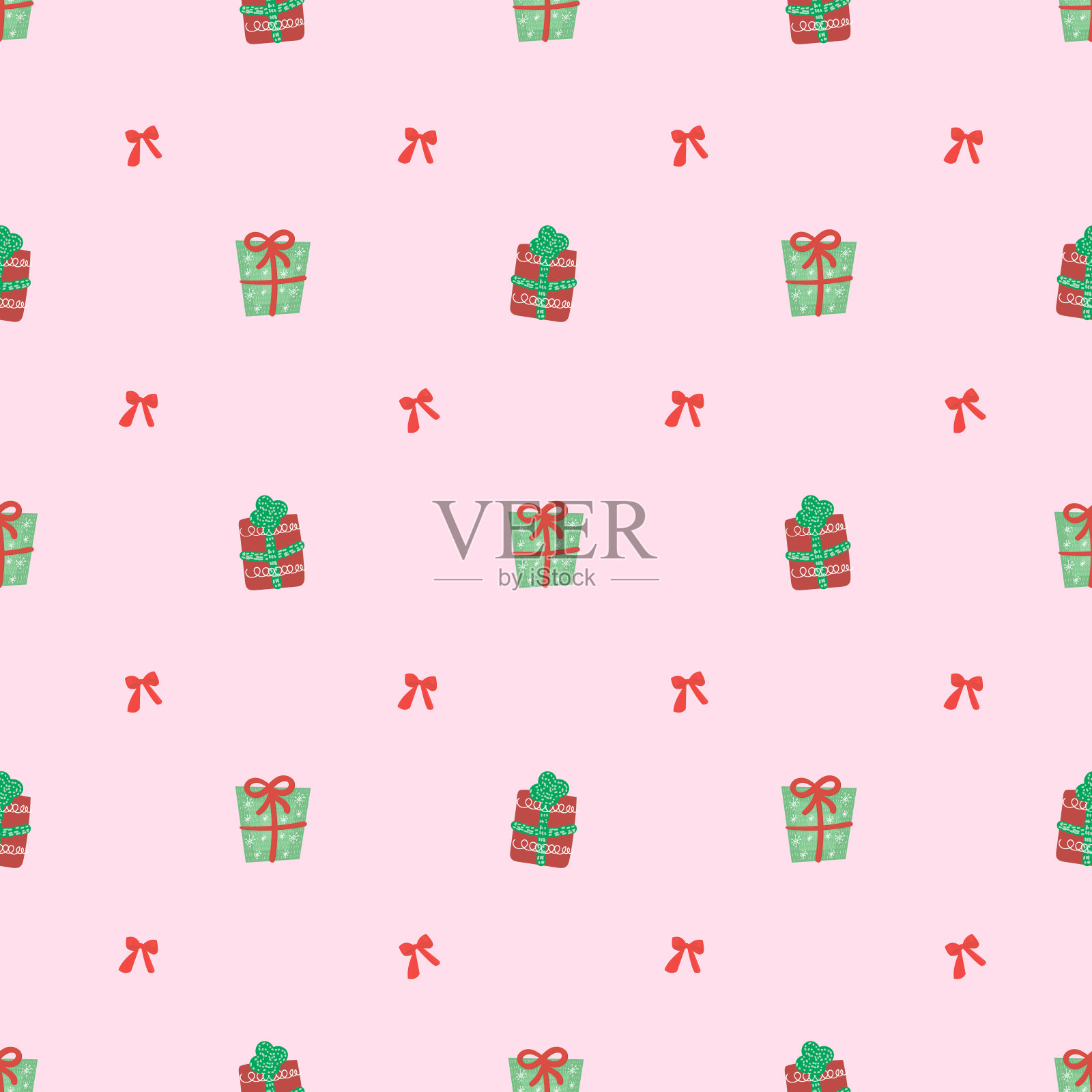 无缝模式与圣诞礼物插画图片素材