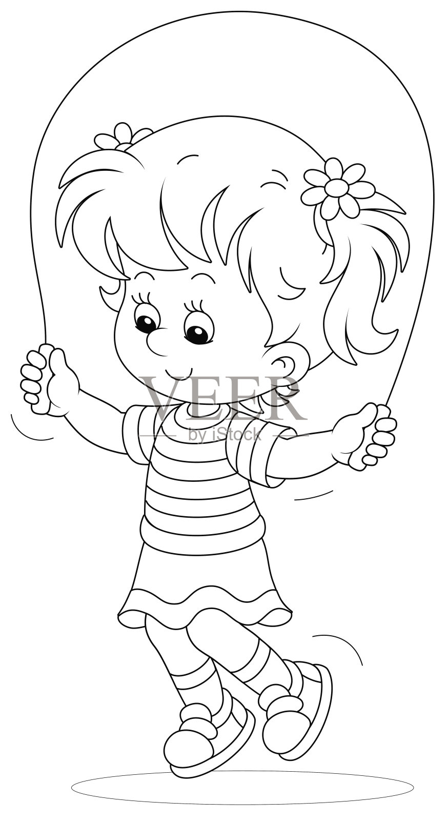 快乐的小女孩有趣的跳绳设计元素图片