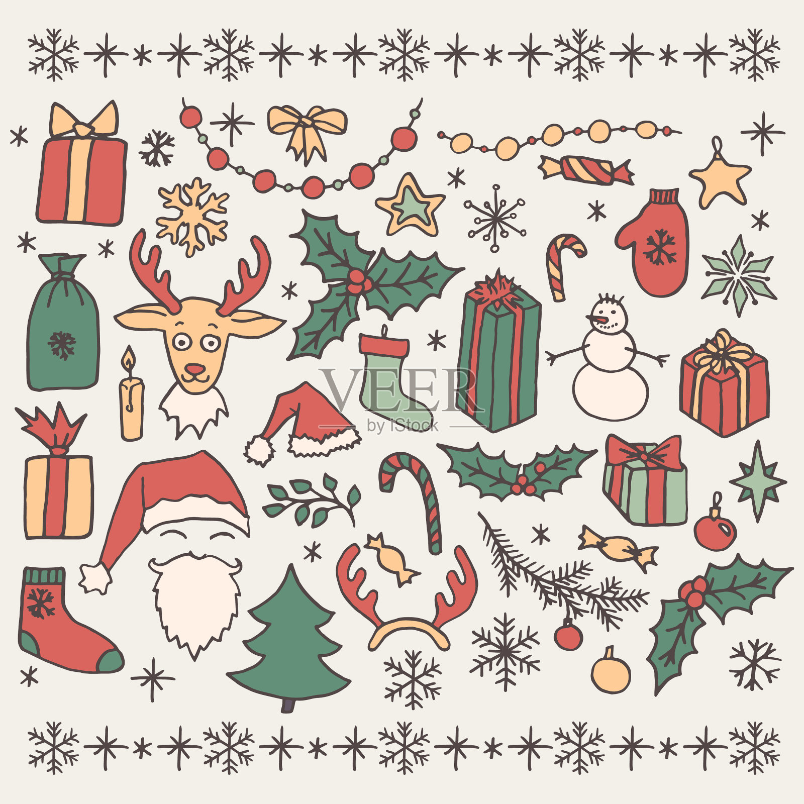 圣诞节涂鸦元素插画图片素材