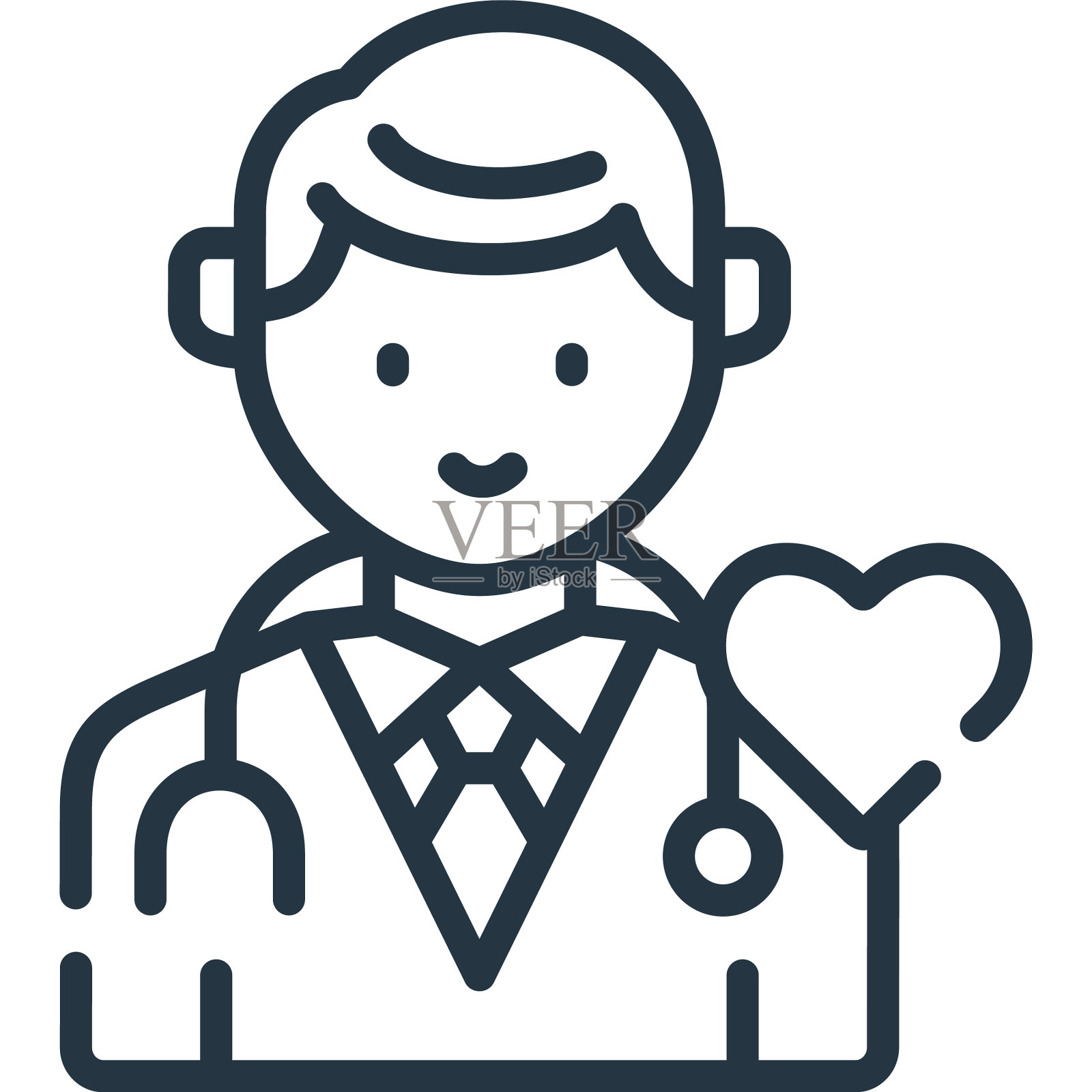 医生图标孤立在白色背景大纲图标素材