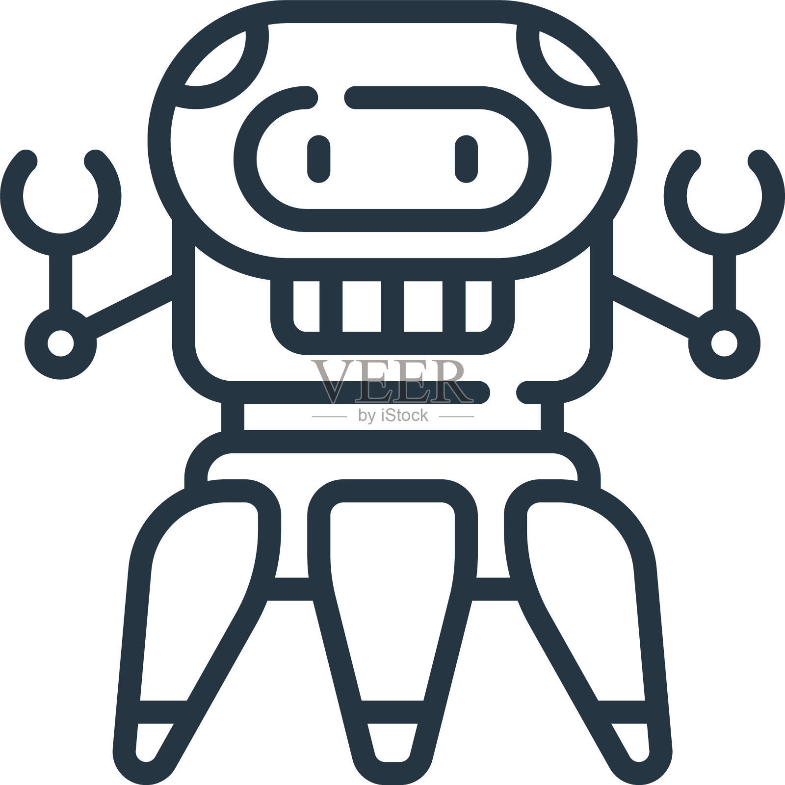 机器人图标孤立在白色背景轮廓设计元素图片