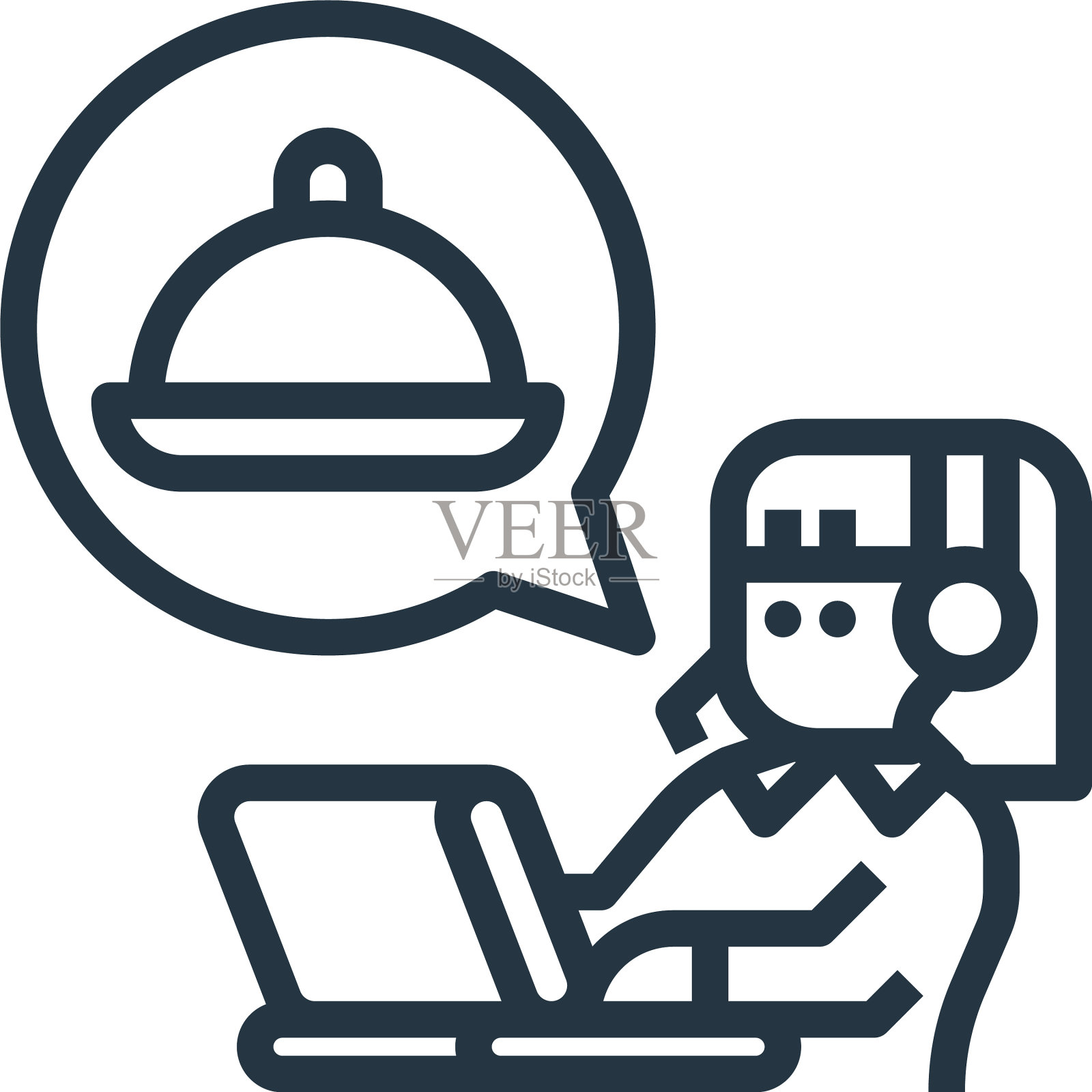 食物图标孤立在白色背景轮廓图标素材