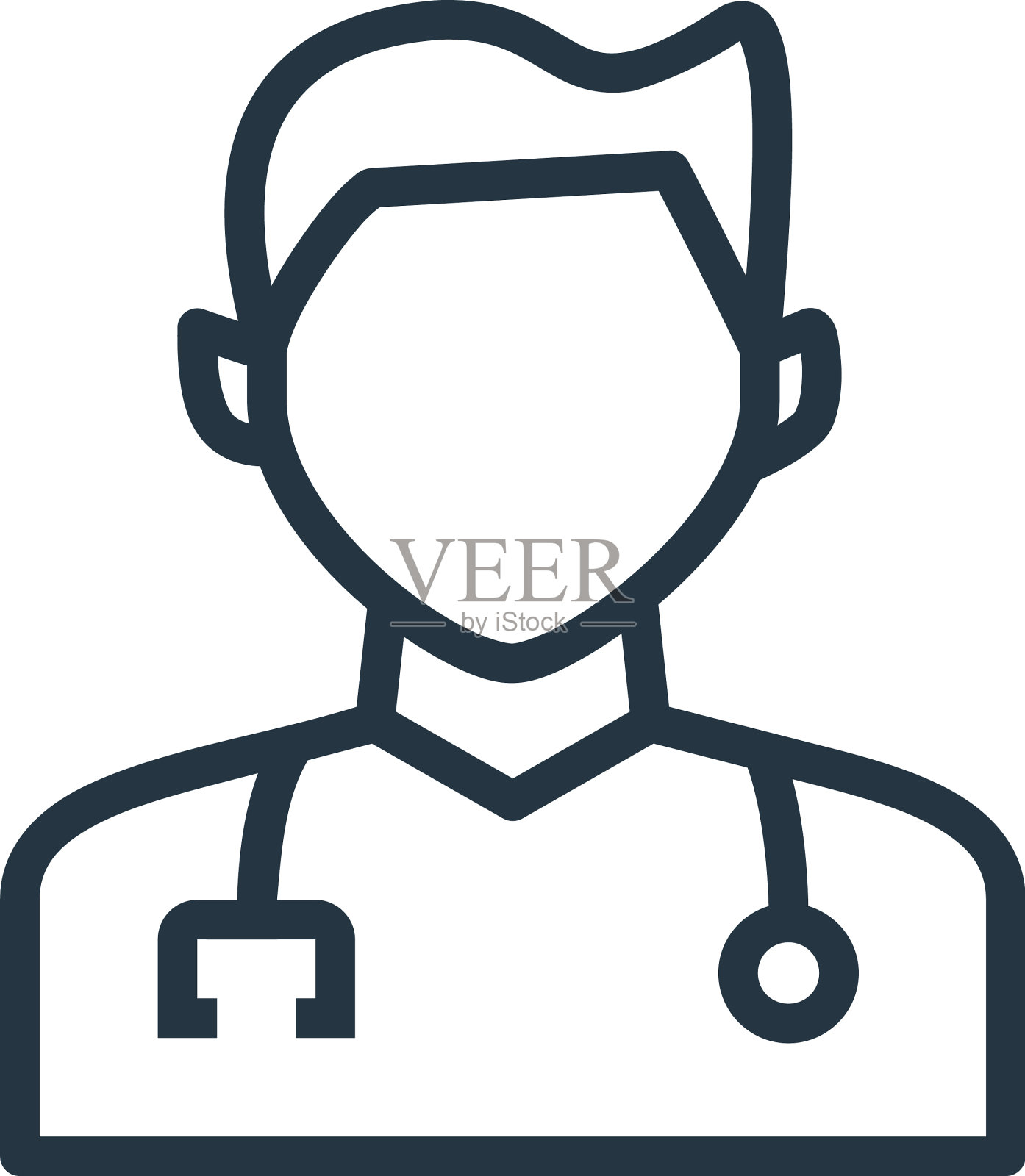 医生图标孤立在白色背景大纲设计元素图片