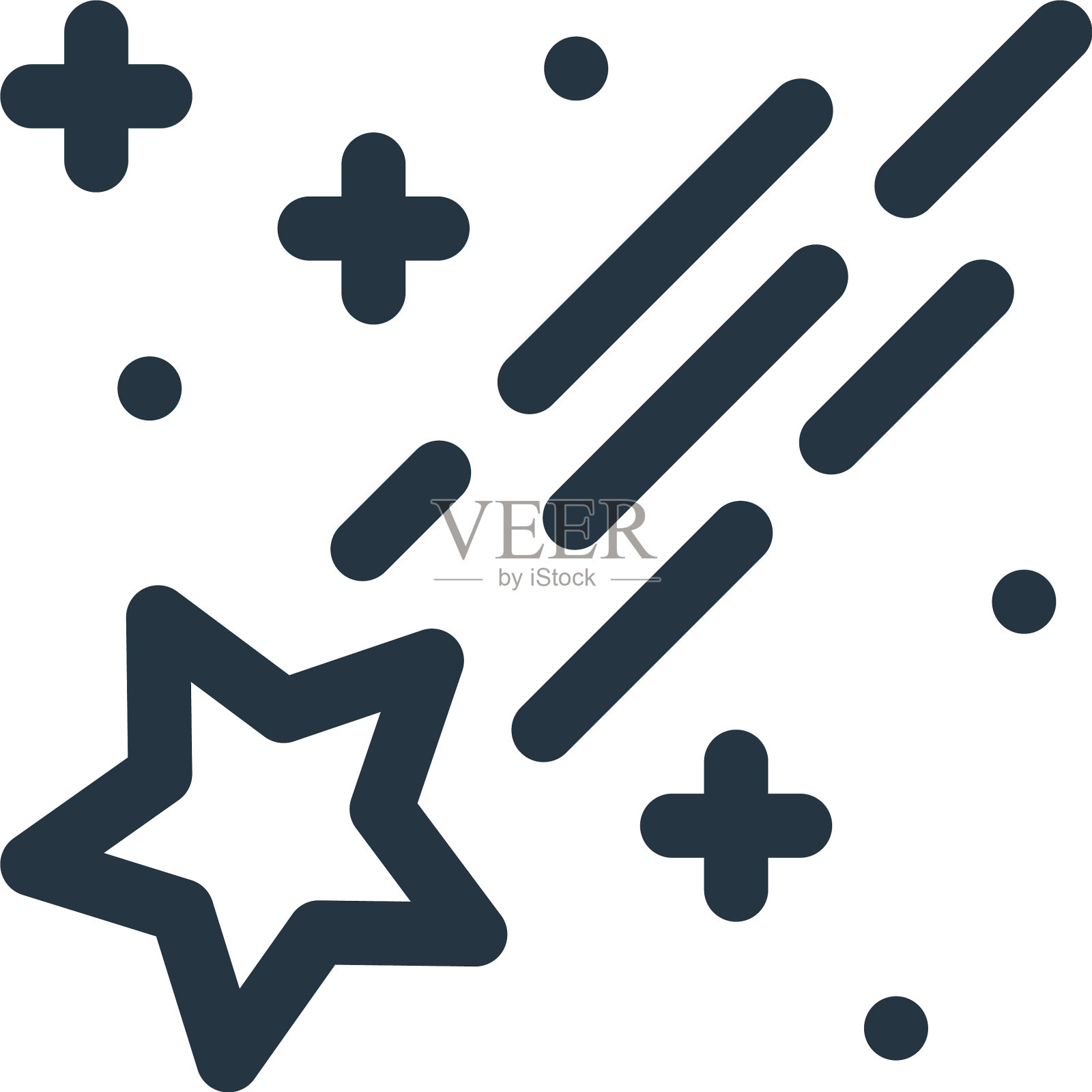 流星图标，流星可编辑的笔触插画图片素材