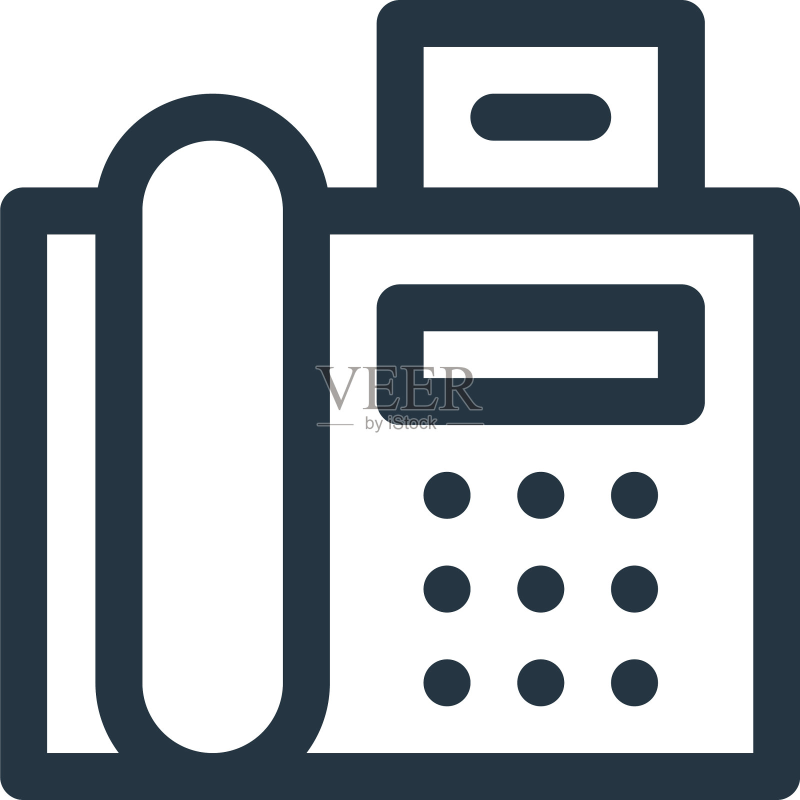 传真图标孤立在白色背景大纲图标素材