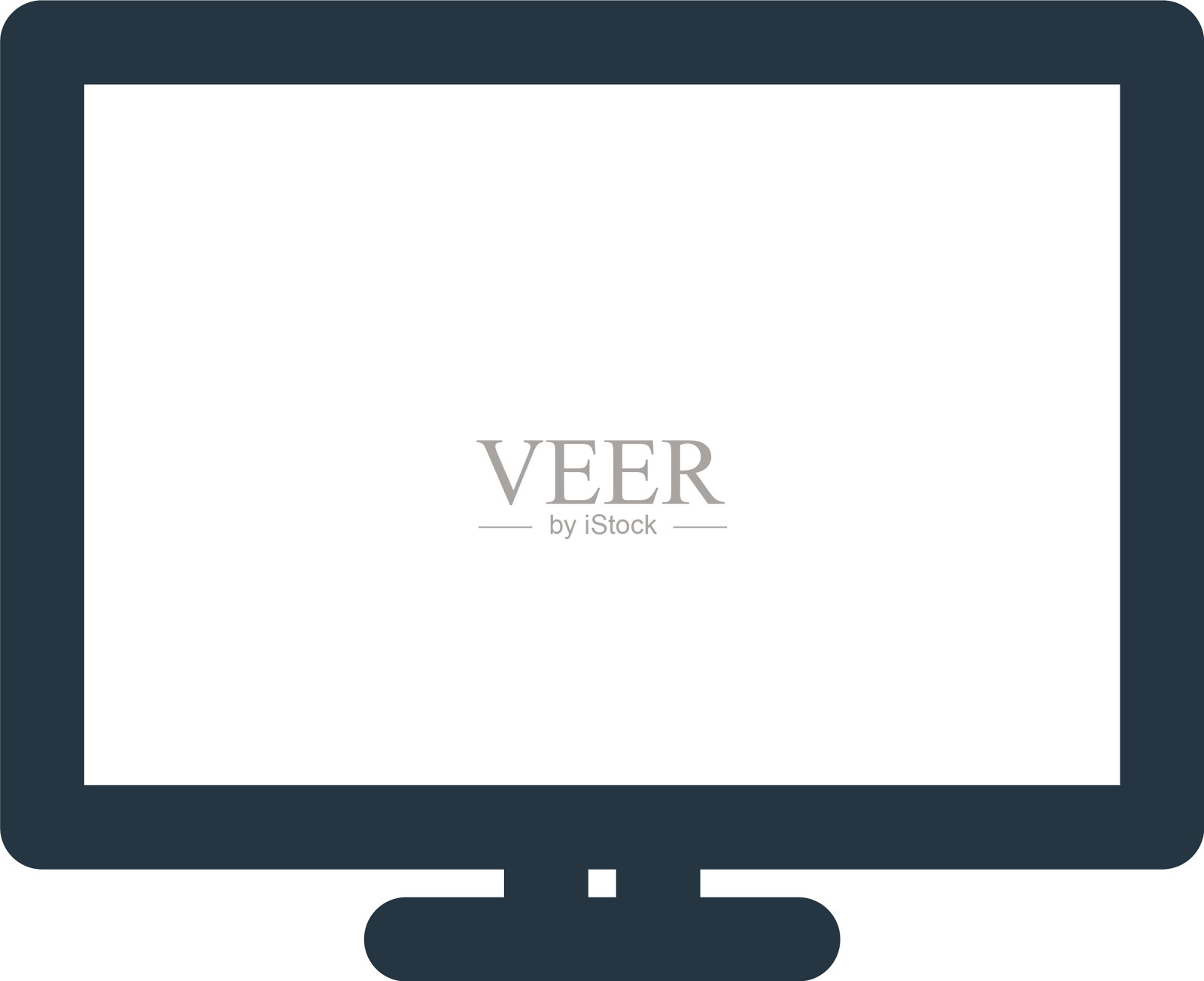 监视器图标隔离在白色背景大纲上设计元素图片