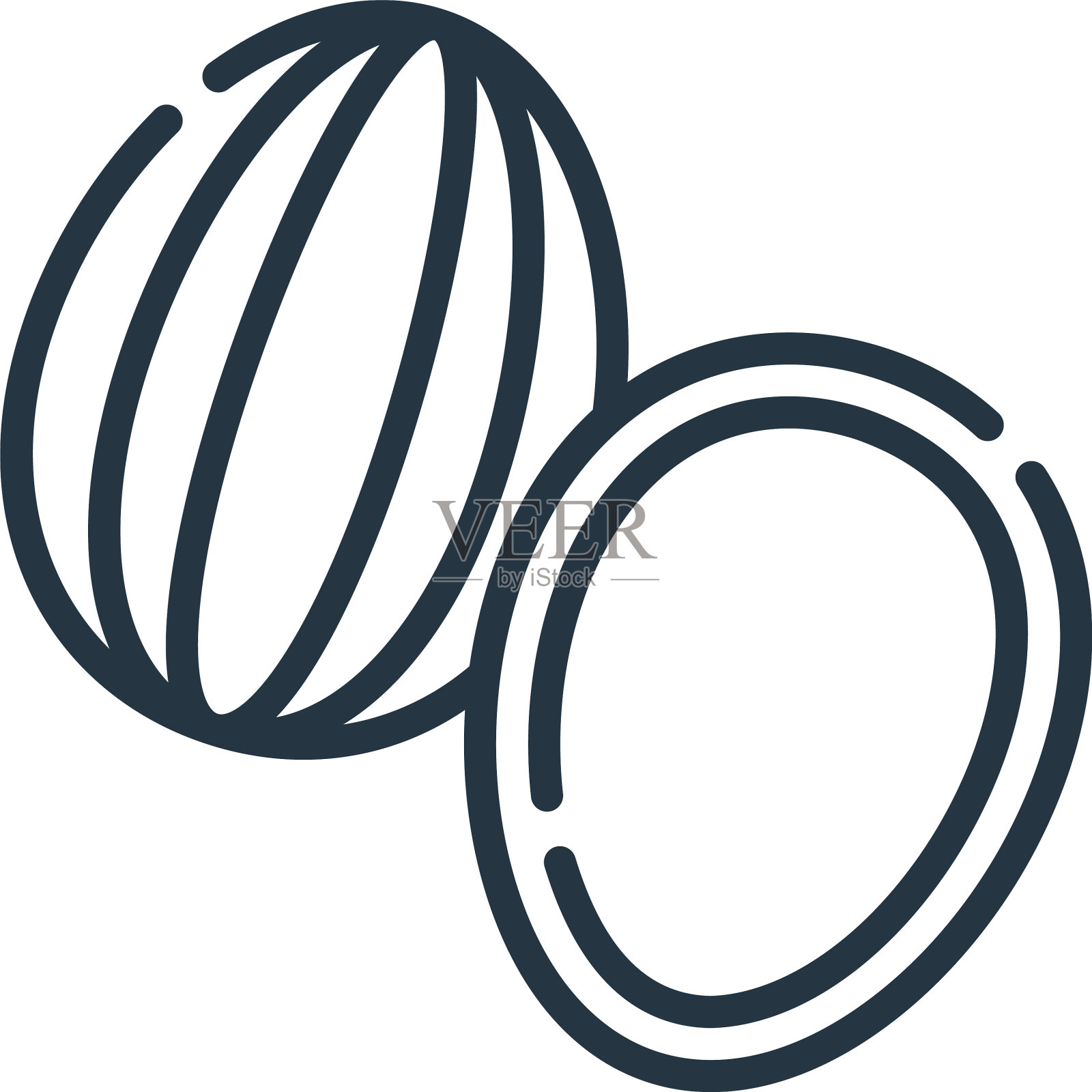 杏仁图标孤立在白色背景轮廓设计元素图片