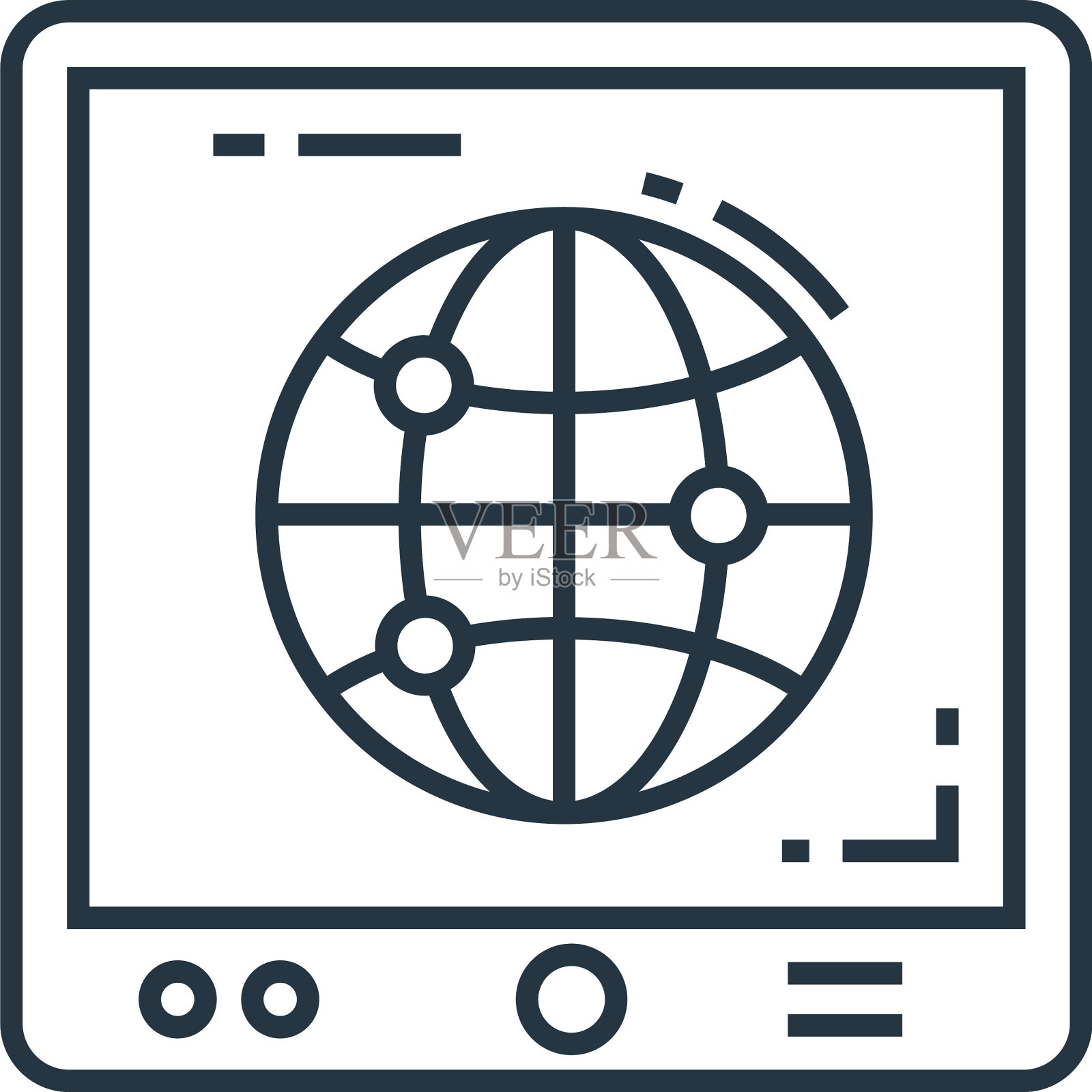 平板电脑图标孤立的白色背景大纲图标素材