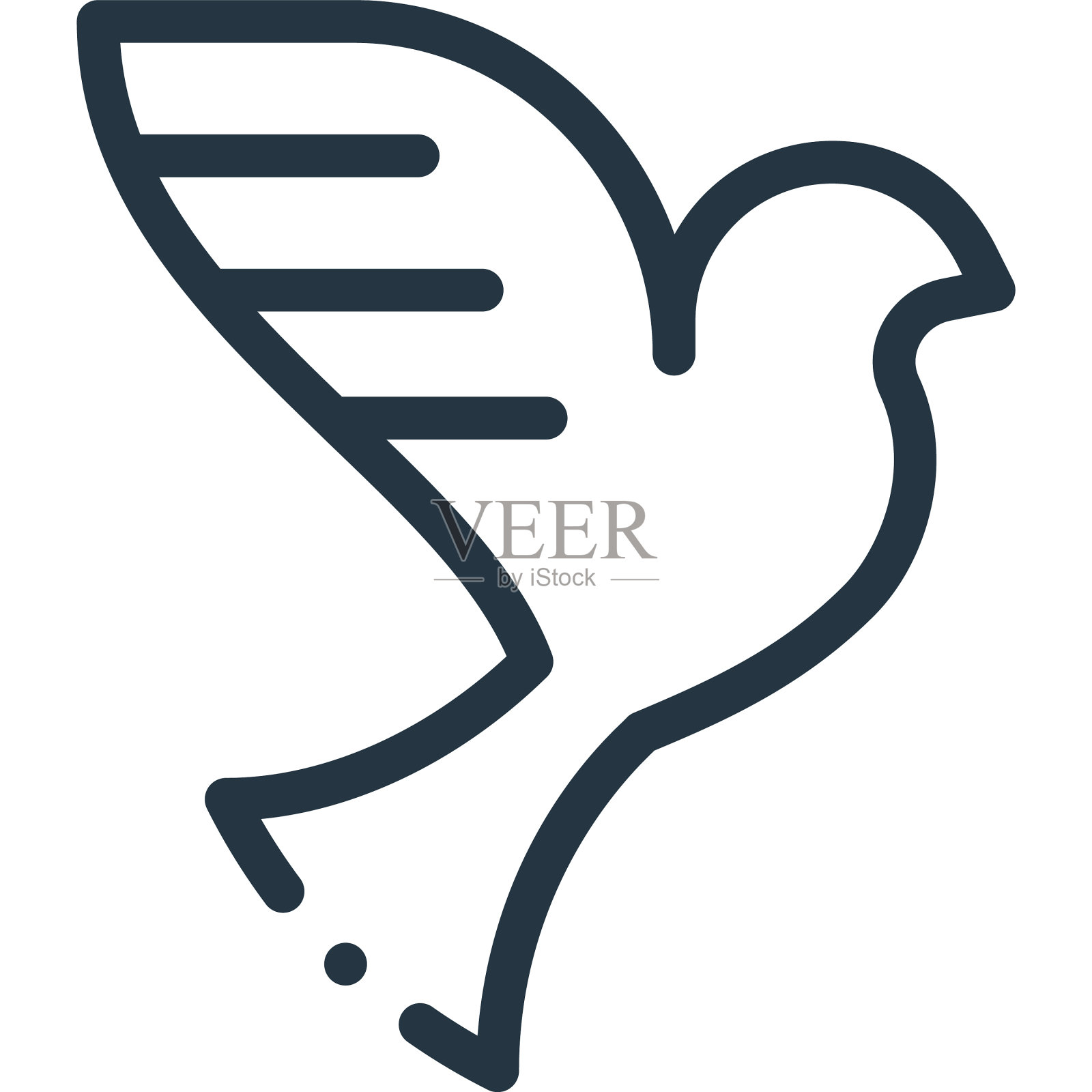 鸽子图标孤立在白色的背景轮廓设计元素图片