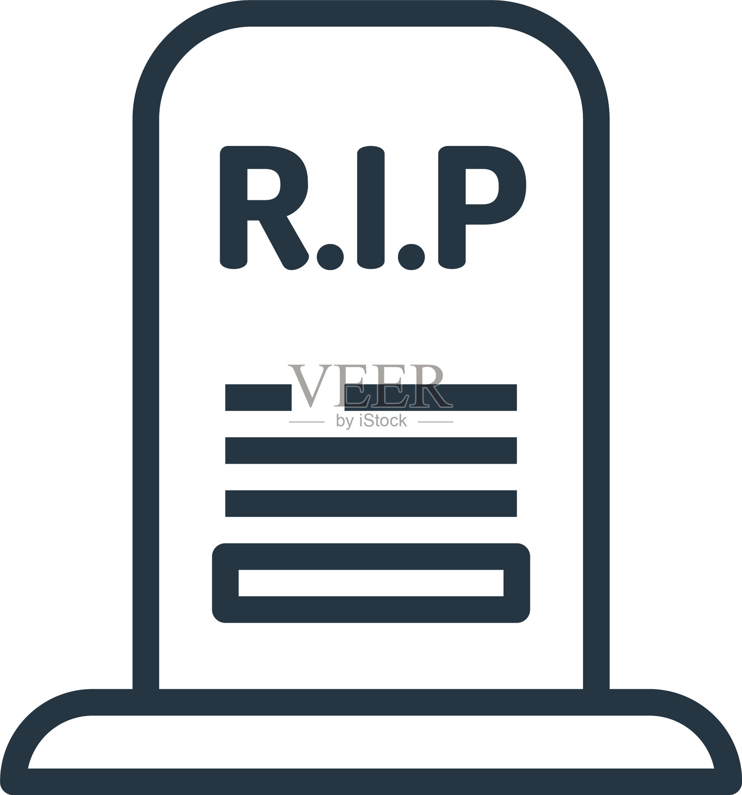 死亡图标隔离在白色背景轮廓上设计元素图片