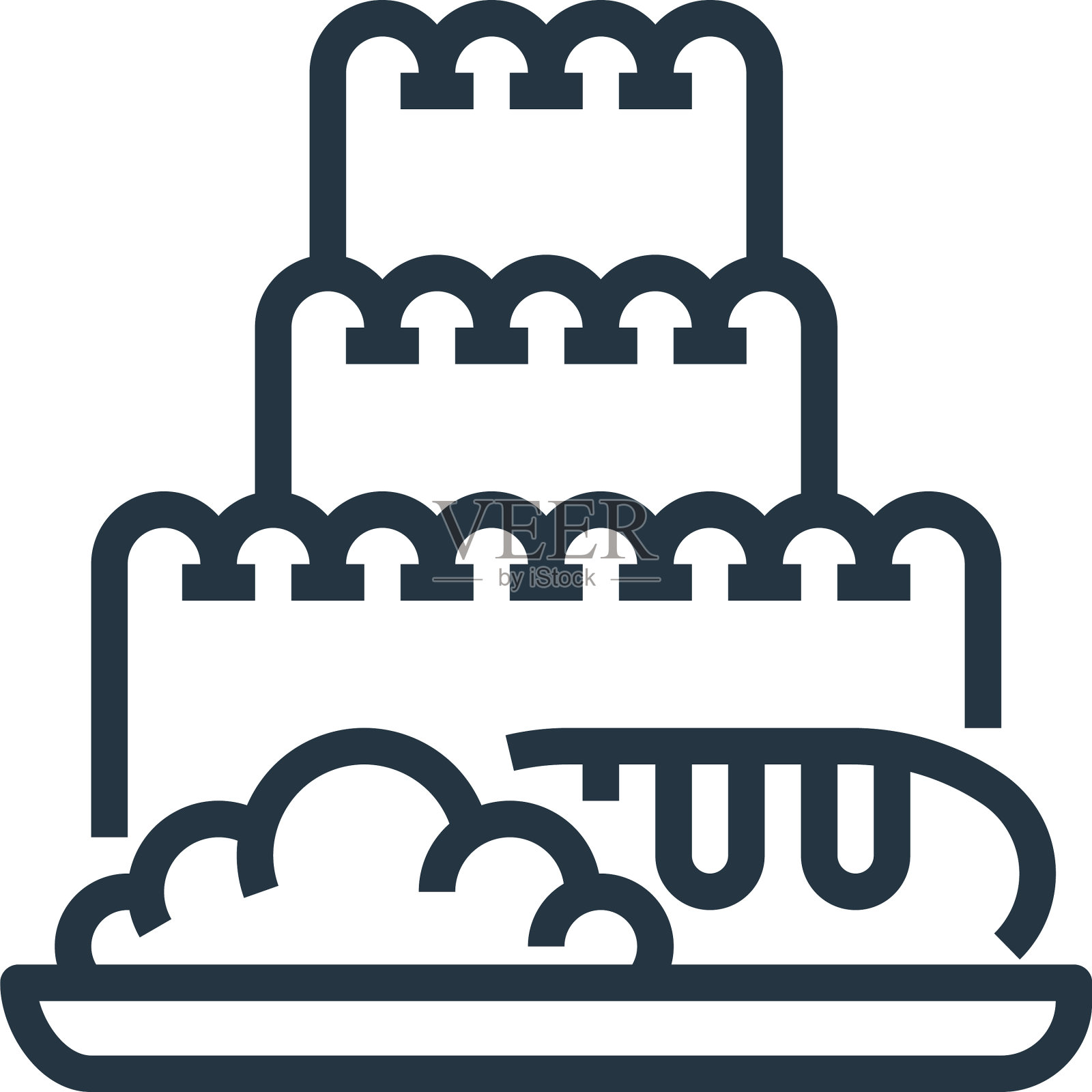 面包房图标孤立的白色背景轮廓设计元素图片