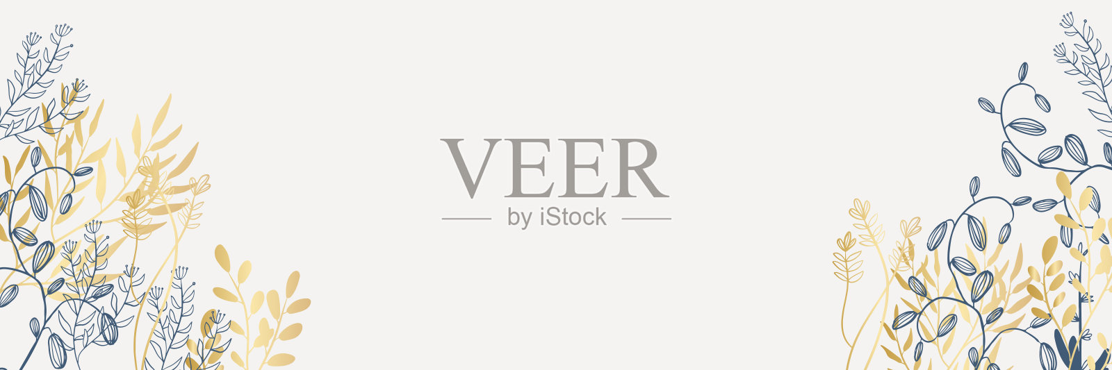 时髦的金色和白色背景的花卉设计模板。适用于海报，卡片，封面，横幅，海报，宣传册。通用的手绘花卉模板生日邀请，菜单和婴儿淋浴插画图片素材