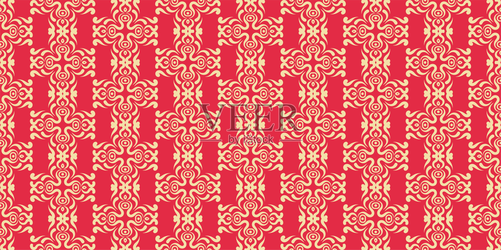 红色背景上的装饰性装饰品。无缝壁纸材质。矢量插图设计。插画图片素材