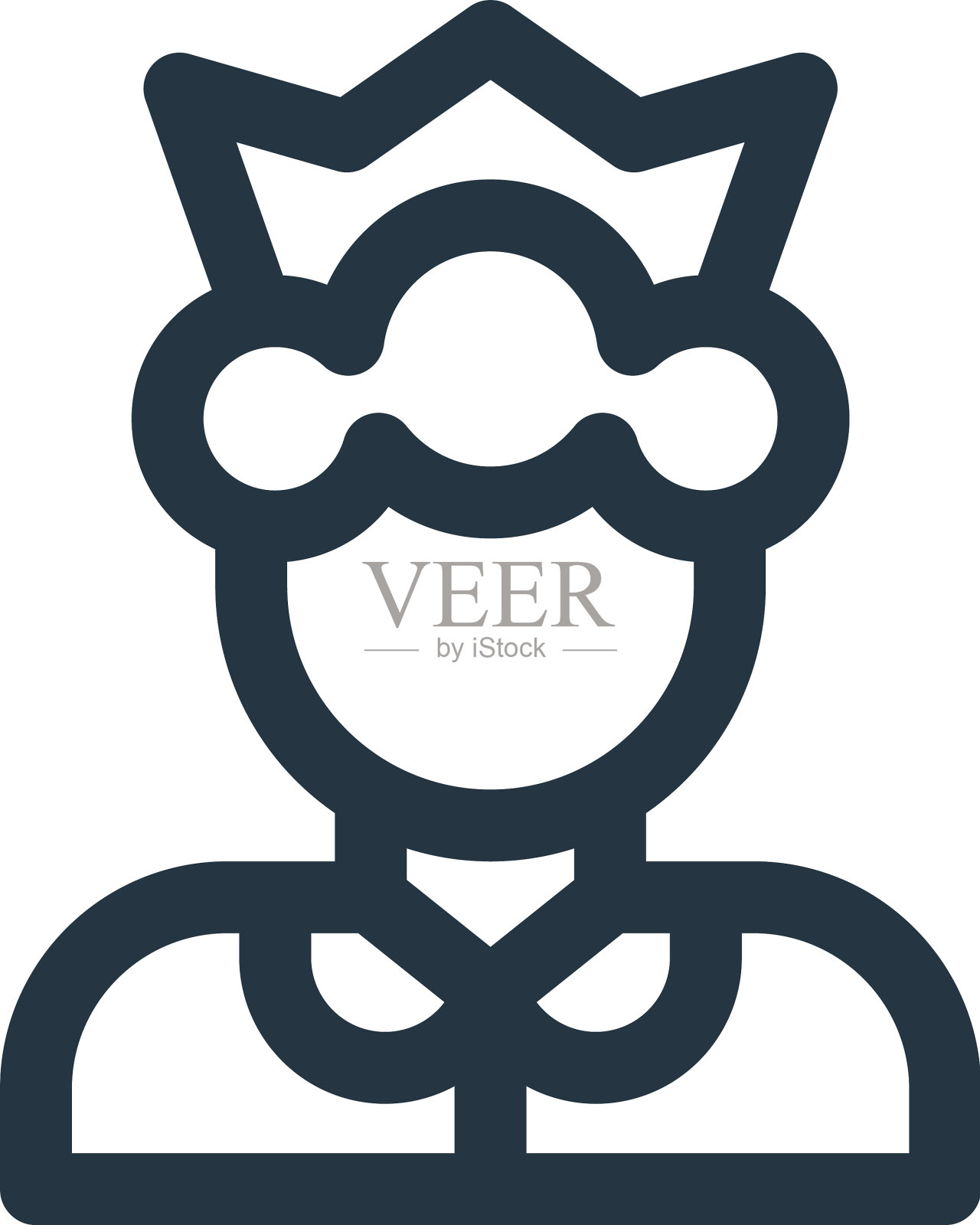 皇后图标孤立在白色背景轮廓设计元素图片