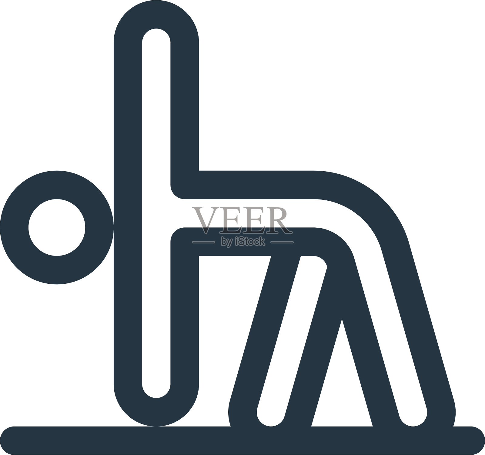 瑜伽图标孤立在白色的背景轮廓设计元素图片