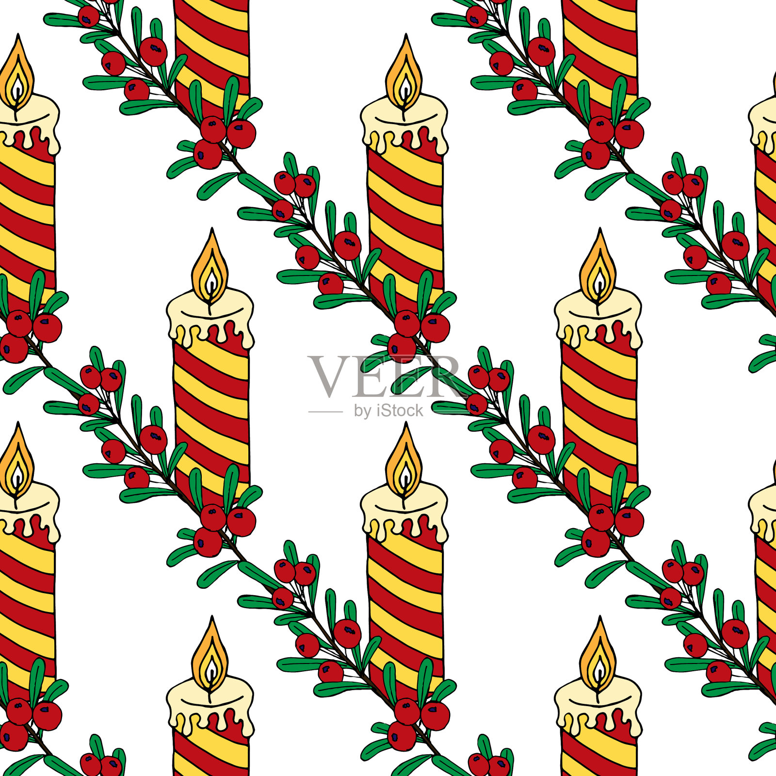 无缝圣诞图案圣诞树插画图片素材