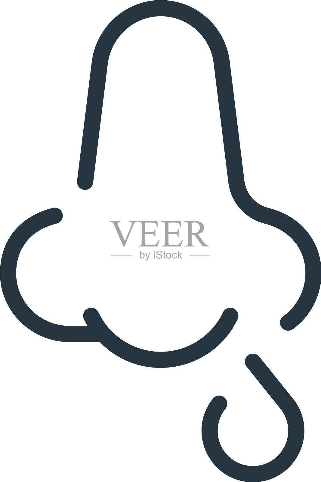 鼻图标孤立在白色背景轮廓设计元素图片