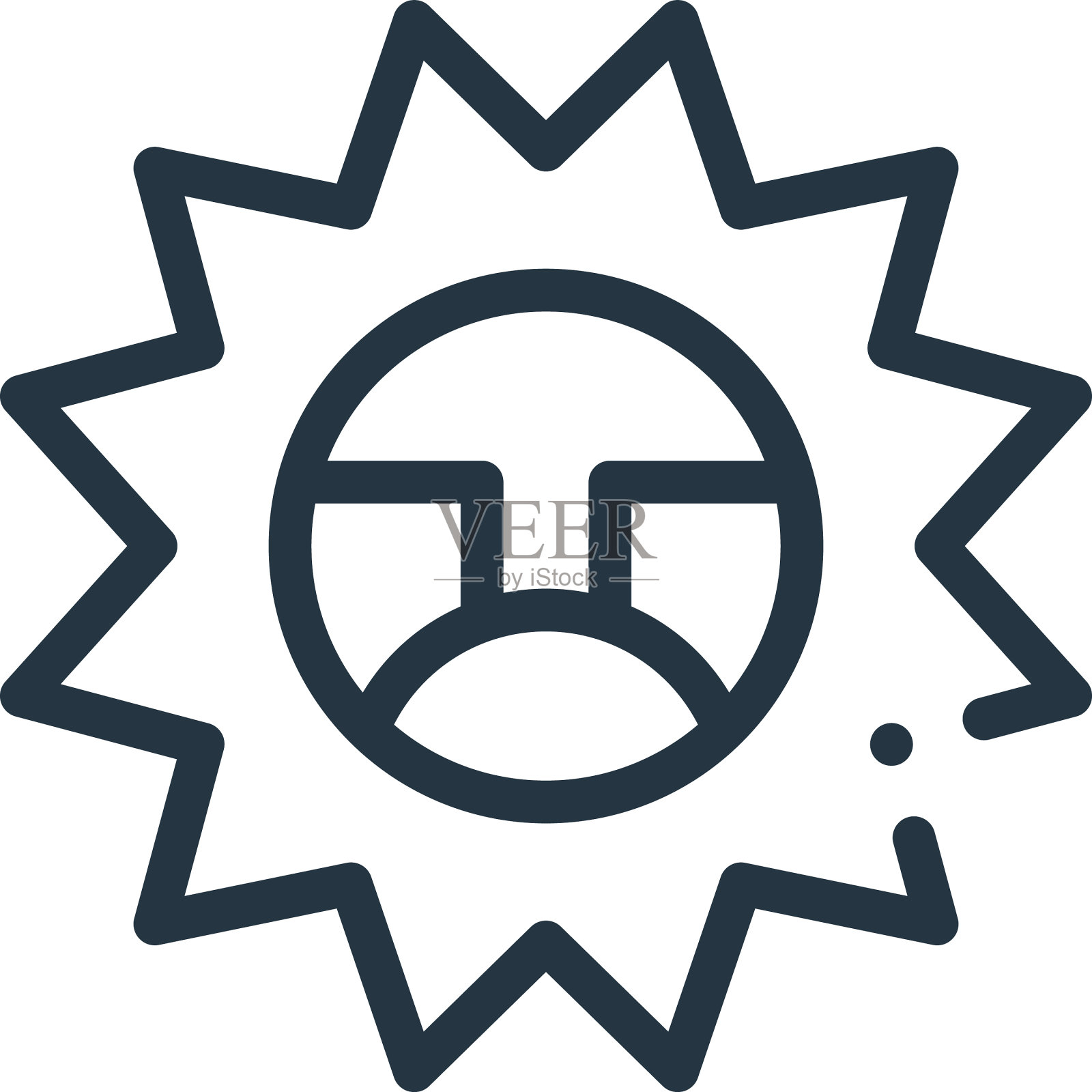 太阳图标孤立在白色背景轮廓插画图片素材