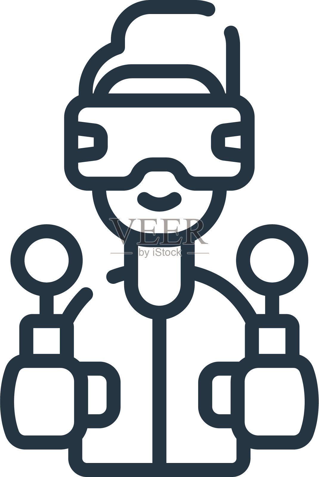 玩家图标孤立在白色背景大纲上设计元素图片