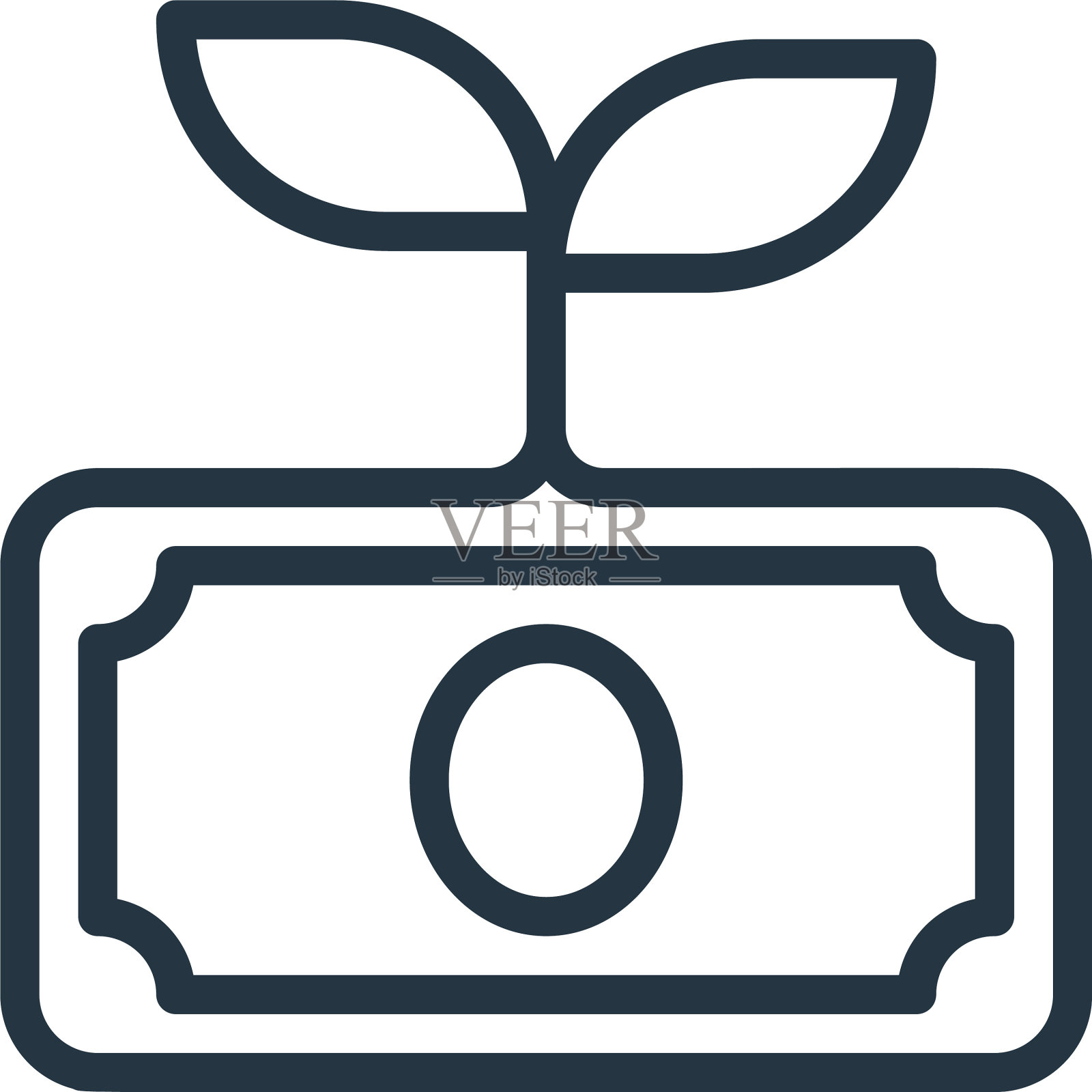 生长图标孤立在白色背景轮廓设计元素图片