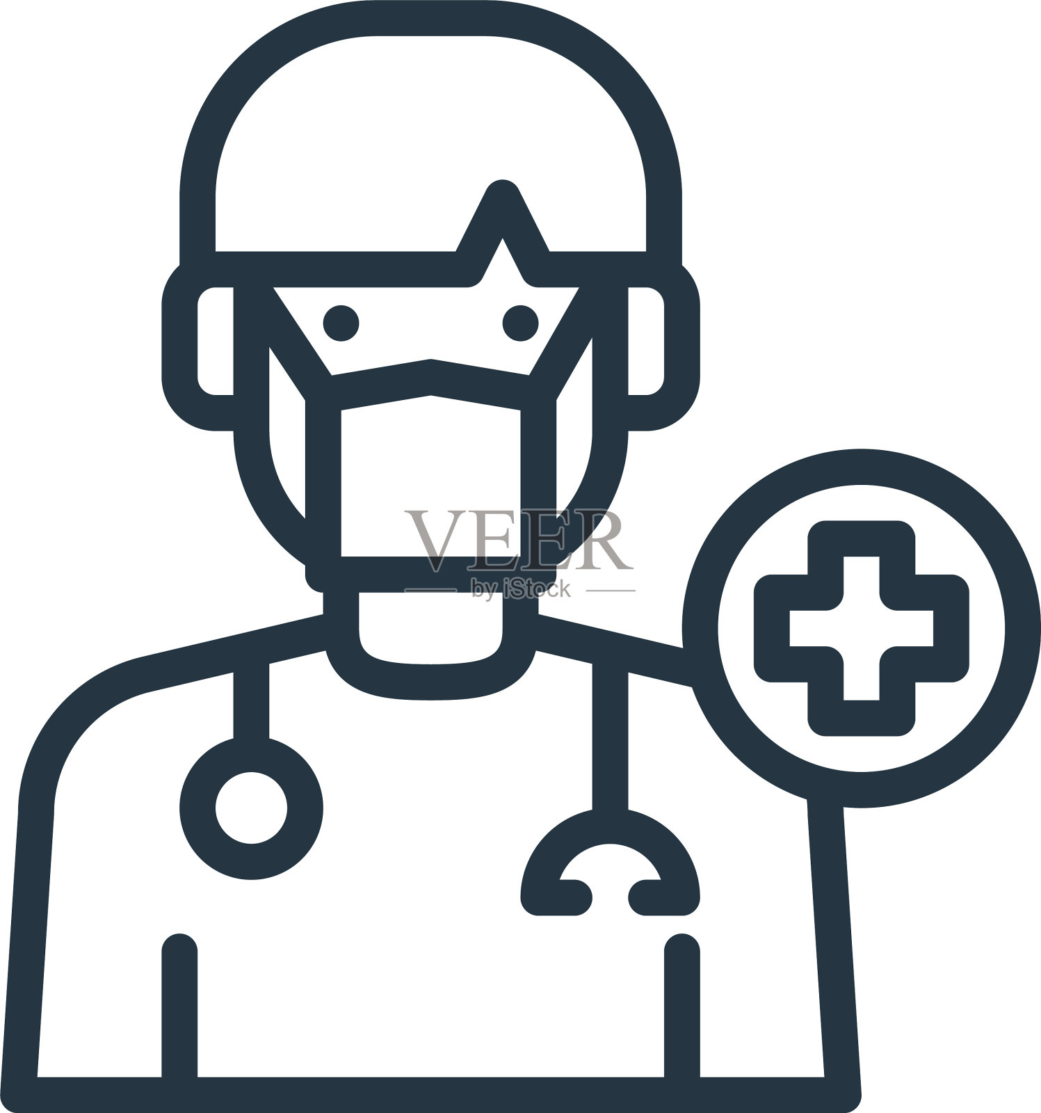 医生图标孤立在白色背景大纲设计元素图片