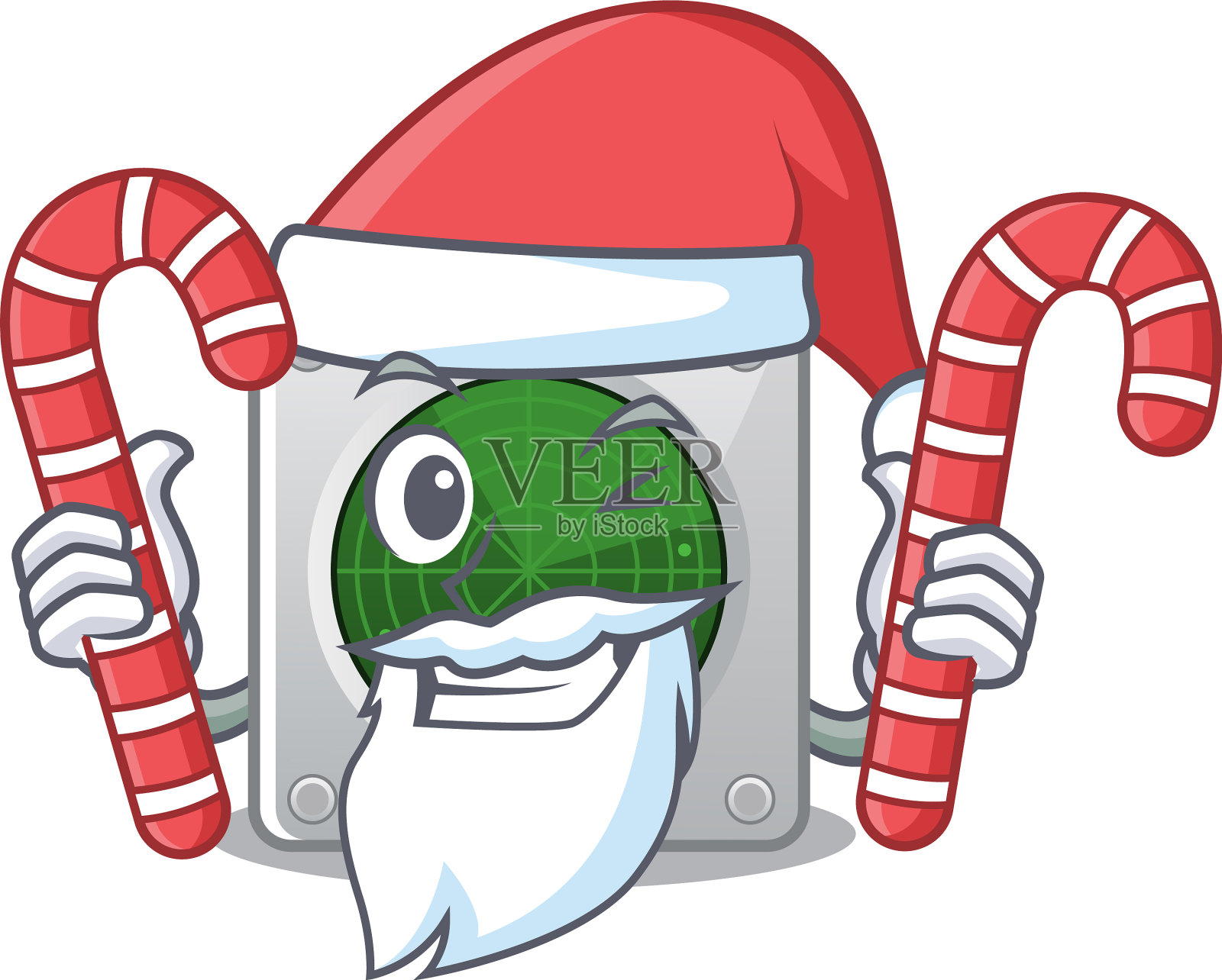 雷达卡通人物穿着圣诞老人服装插画图片素材