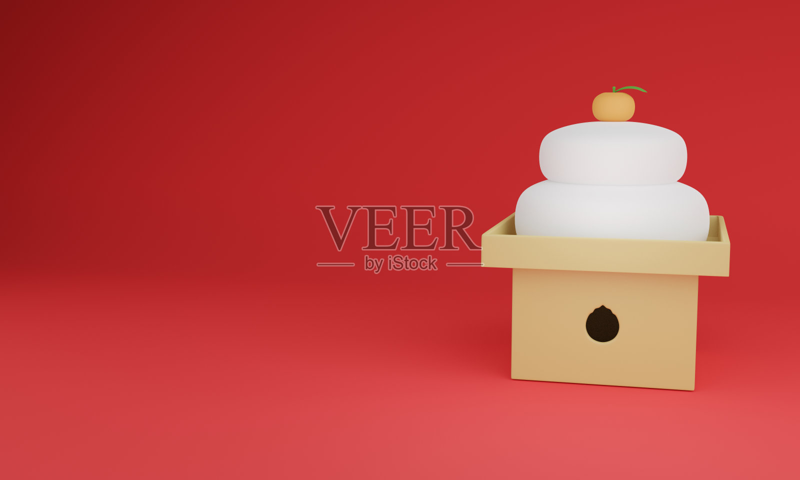 红色背景和神上麻糬3DCG插图照片摄影图片