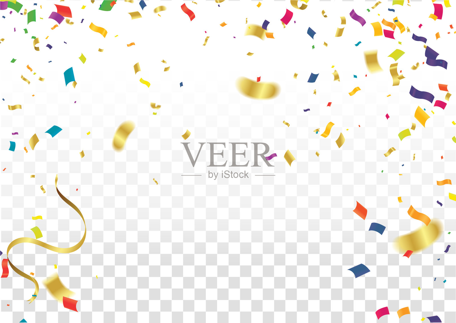 用彩色气球，花环和五彩纸屑覆盖插画图片素材