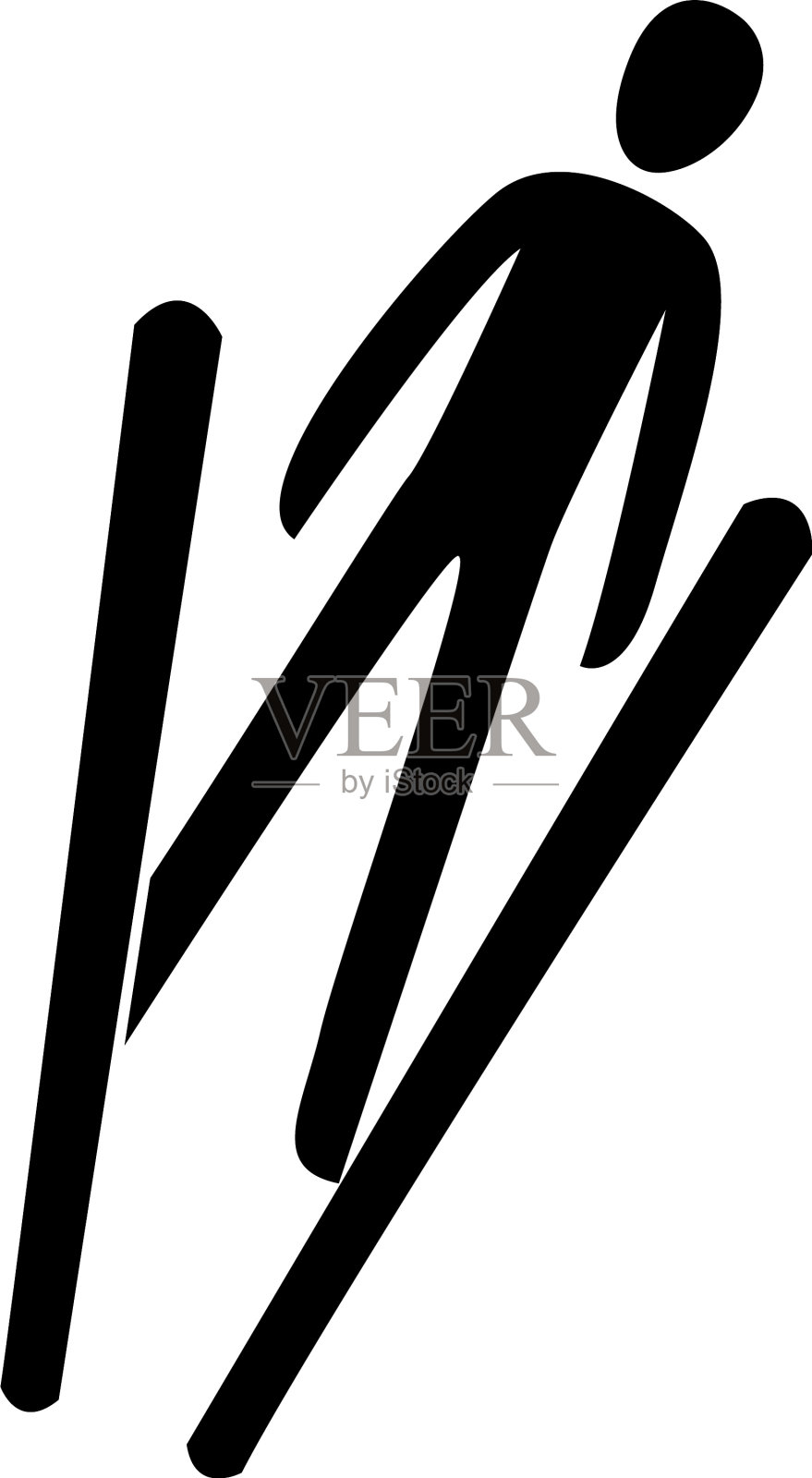 剪影跳台滑雪运动员孤立冬季设计元素图片