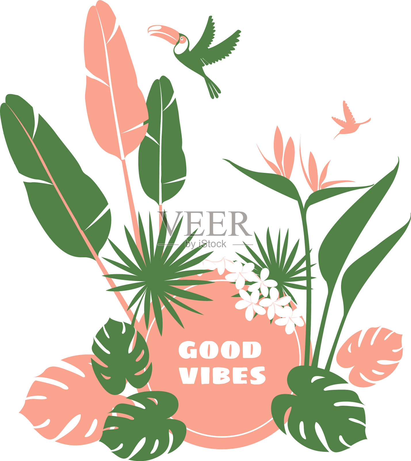 热带的花卉图案背景框边设计元素图片