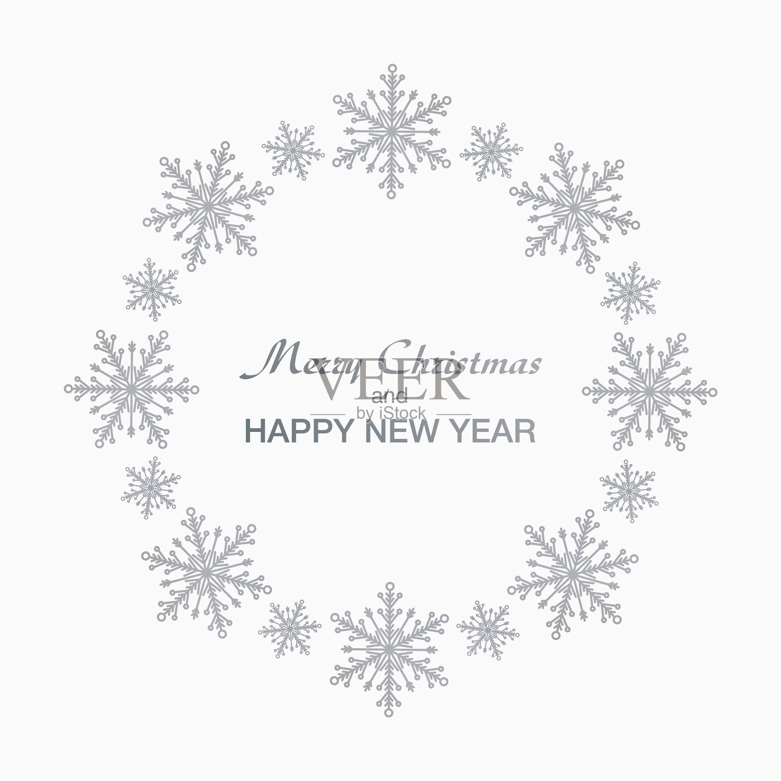 旗帜为圣诞新年雪花插画图片素材