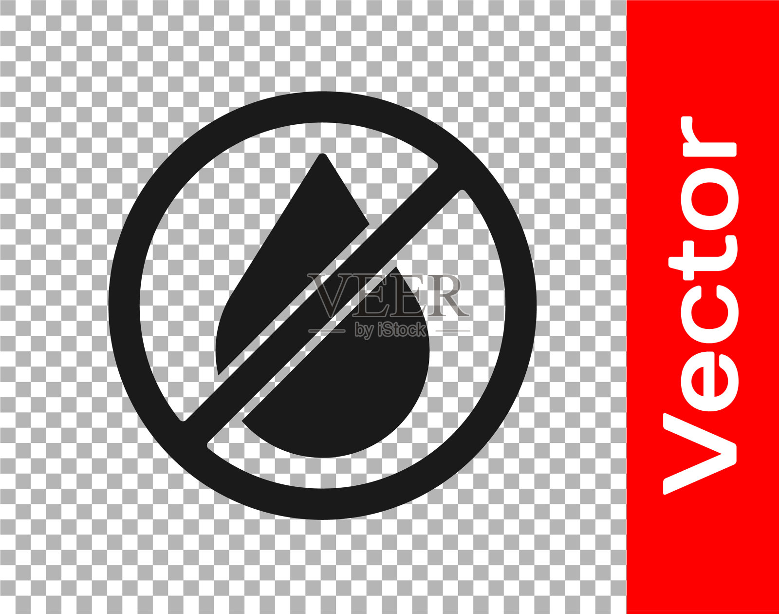 黑色水滴禁止图标隔离插画图片素材