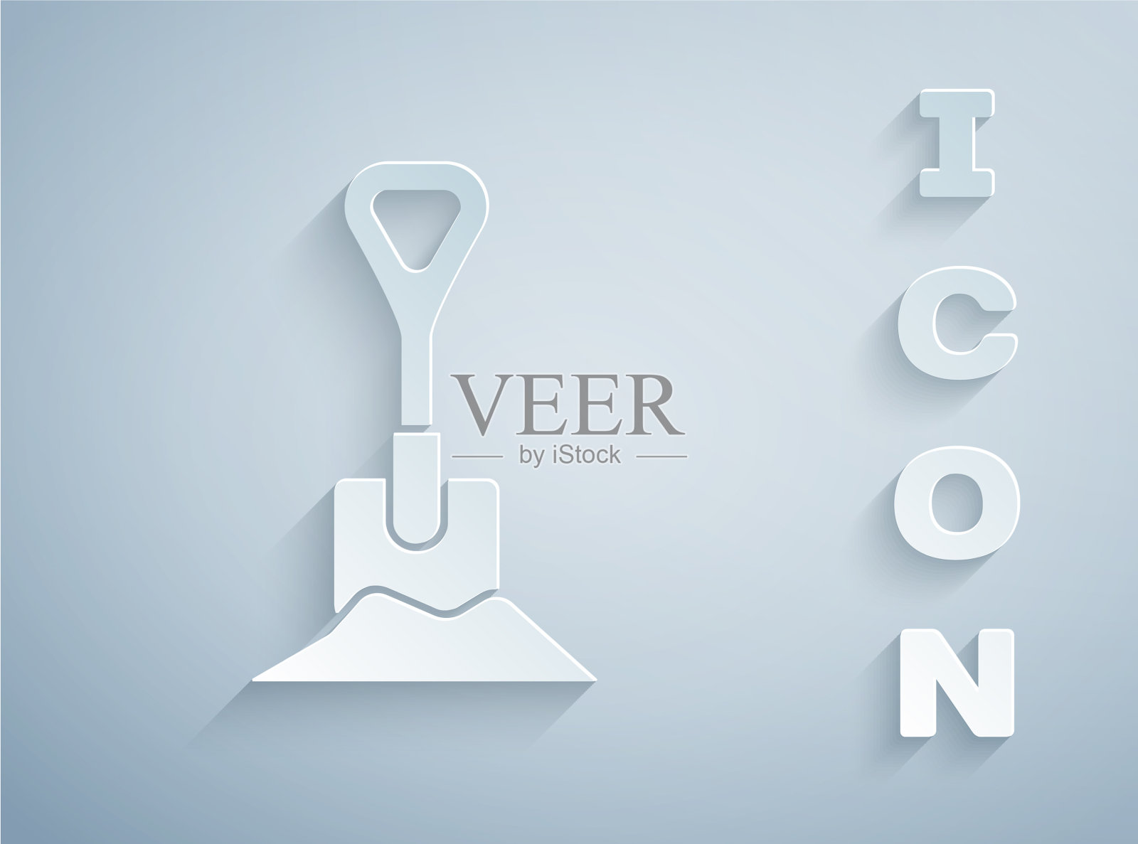 剪纸铲在地面图标隔离上插画图片素材