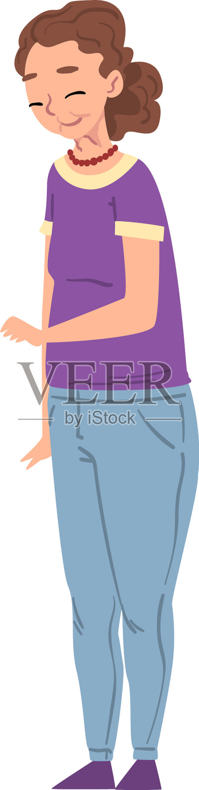 美丽的老奶奶卡通人物设计元素图片