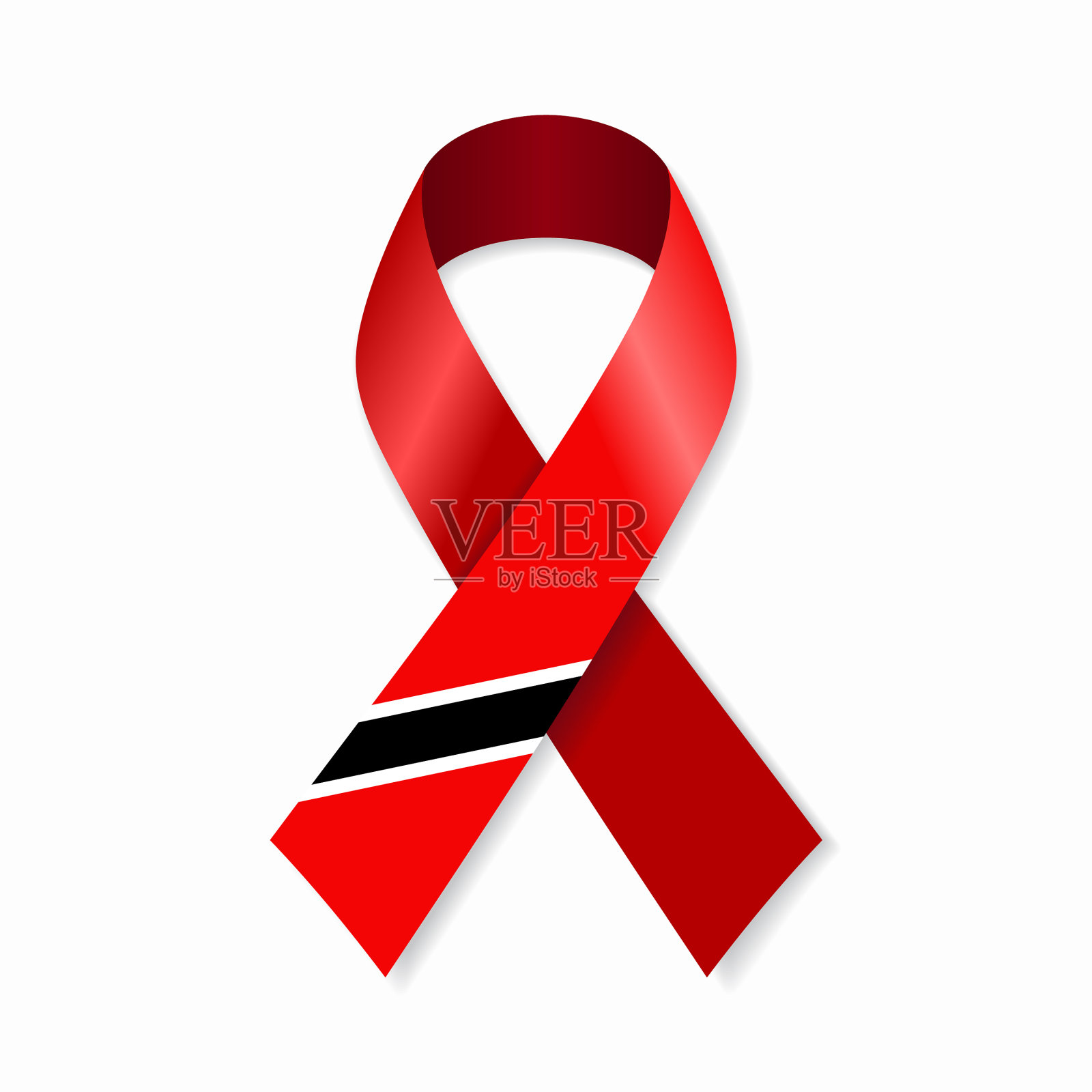 特立尼达和多巴哥的旗帜上有白色的条纹缎带插画图片素材