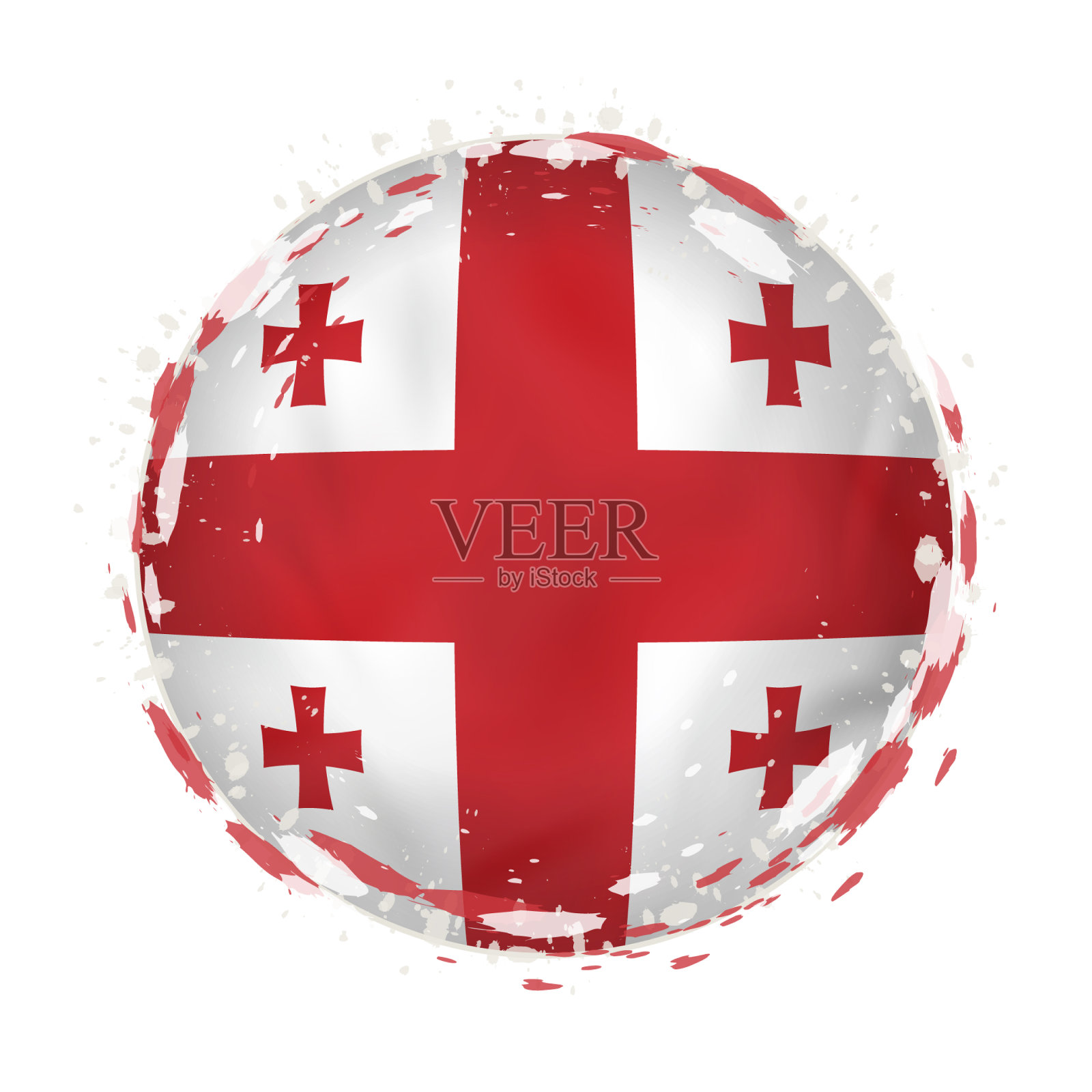 圆形垃圾旗佐治亚溅上水花插画图片素材