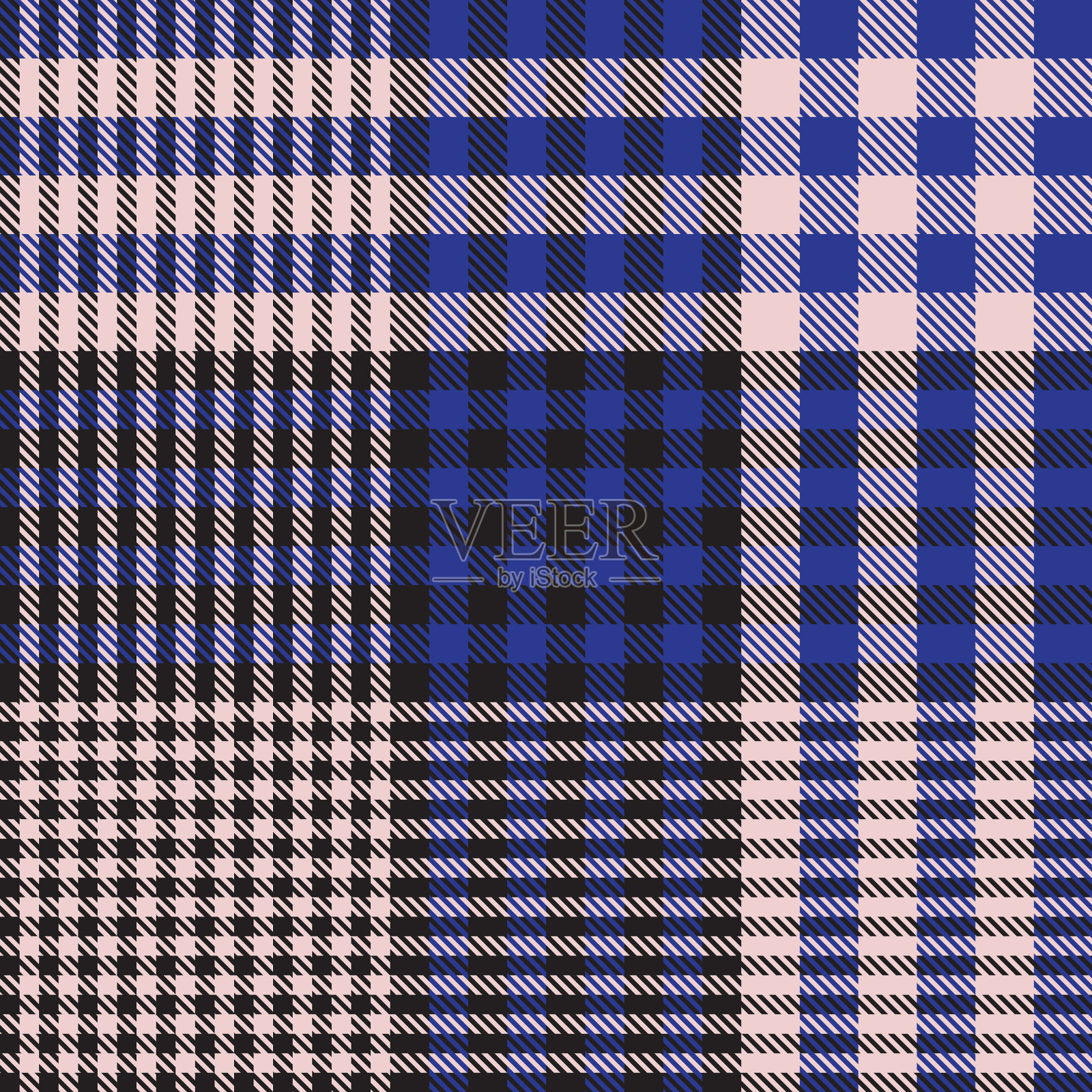 粉红色海军蓝格纹纹理无缝图案插画图片素材