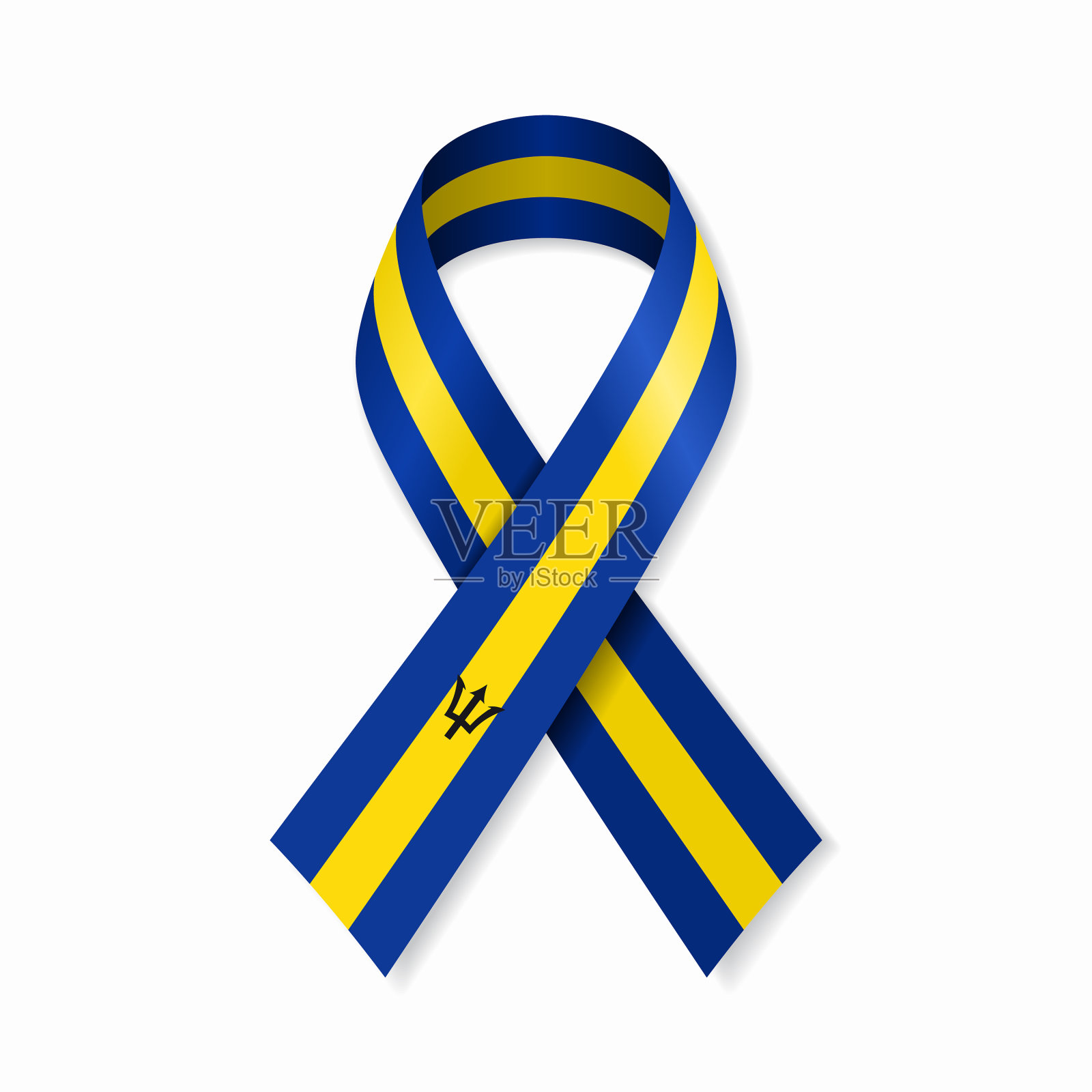 巴巴多斯旗上白色背景上的条纹缎带插画图片素材