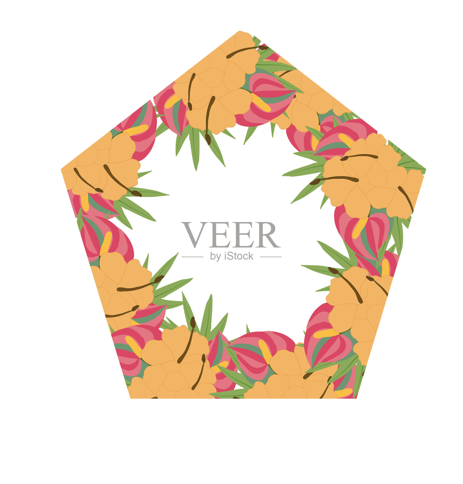 美丽的婚礼框架与粉色和橙色设计元素图片