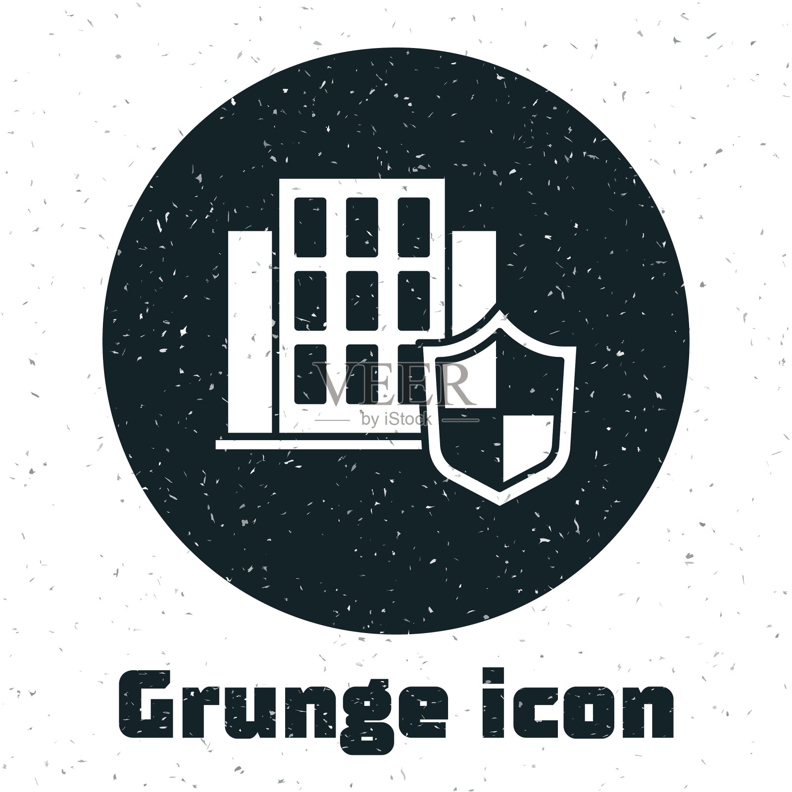 垃圾屋与盾牌图标隔离在白色插画图片素材