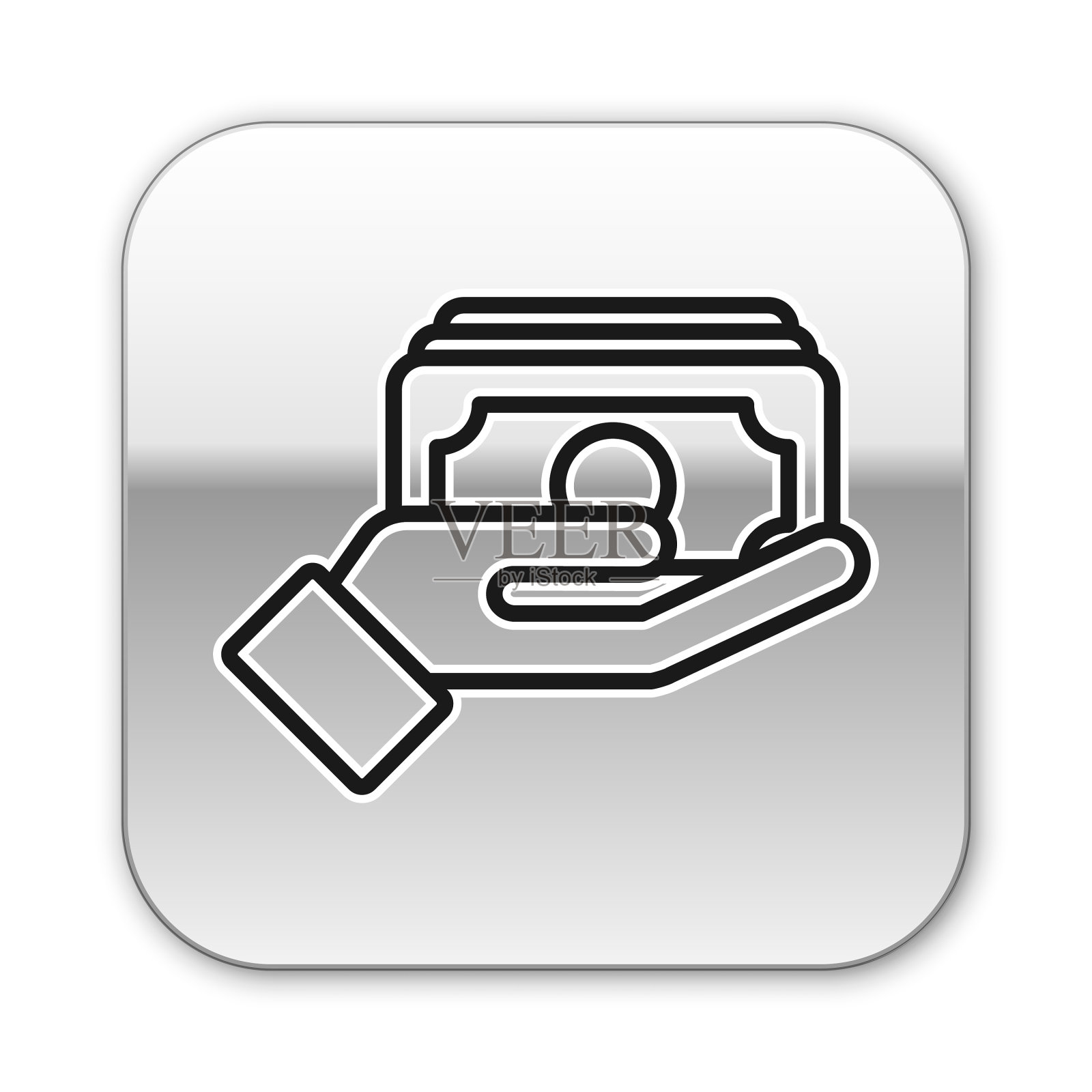 黑线堆在纸币上的现金图标图标素材