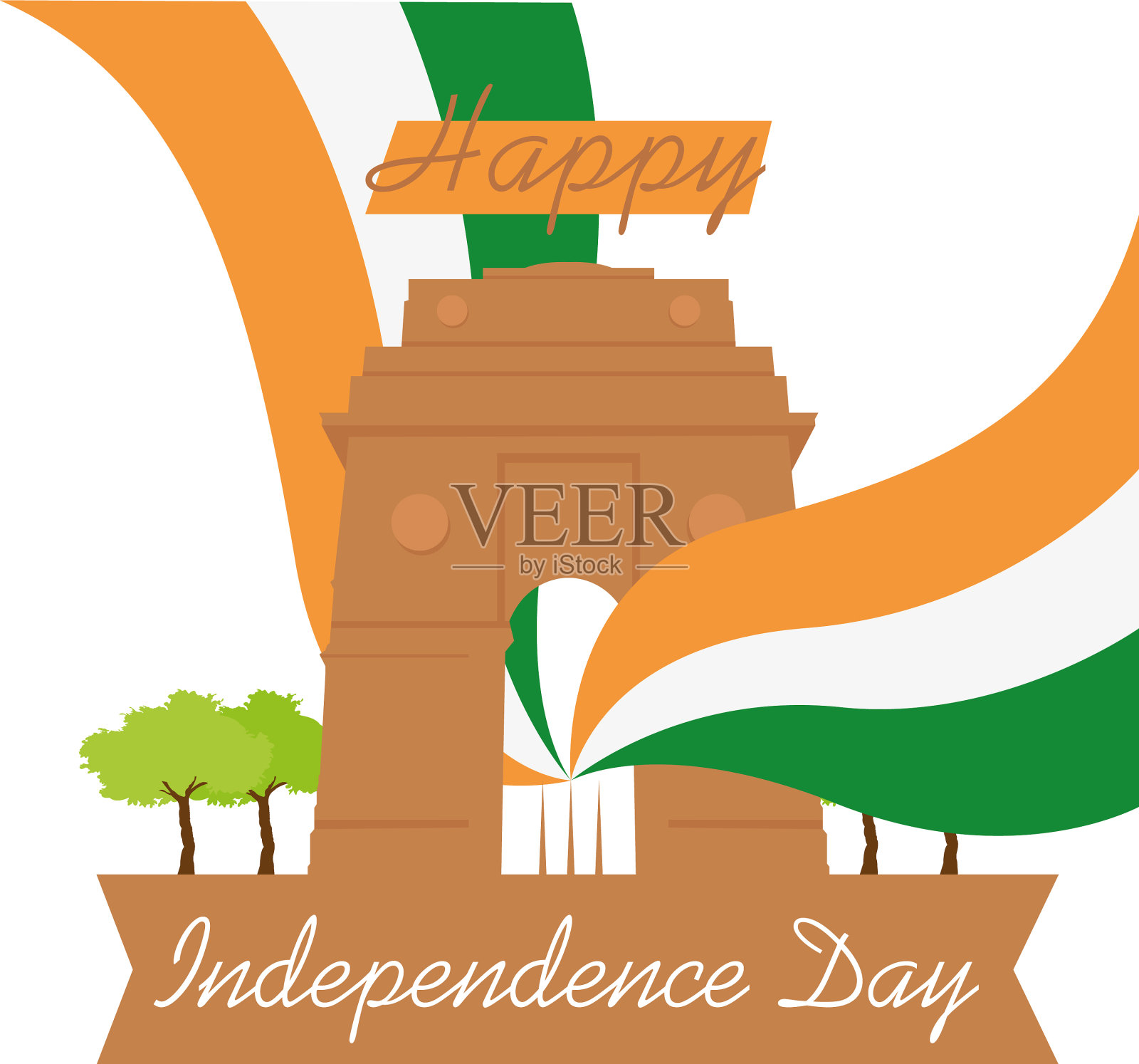 印度独立日插画图片素材